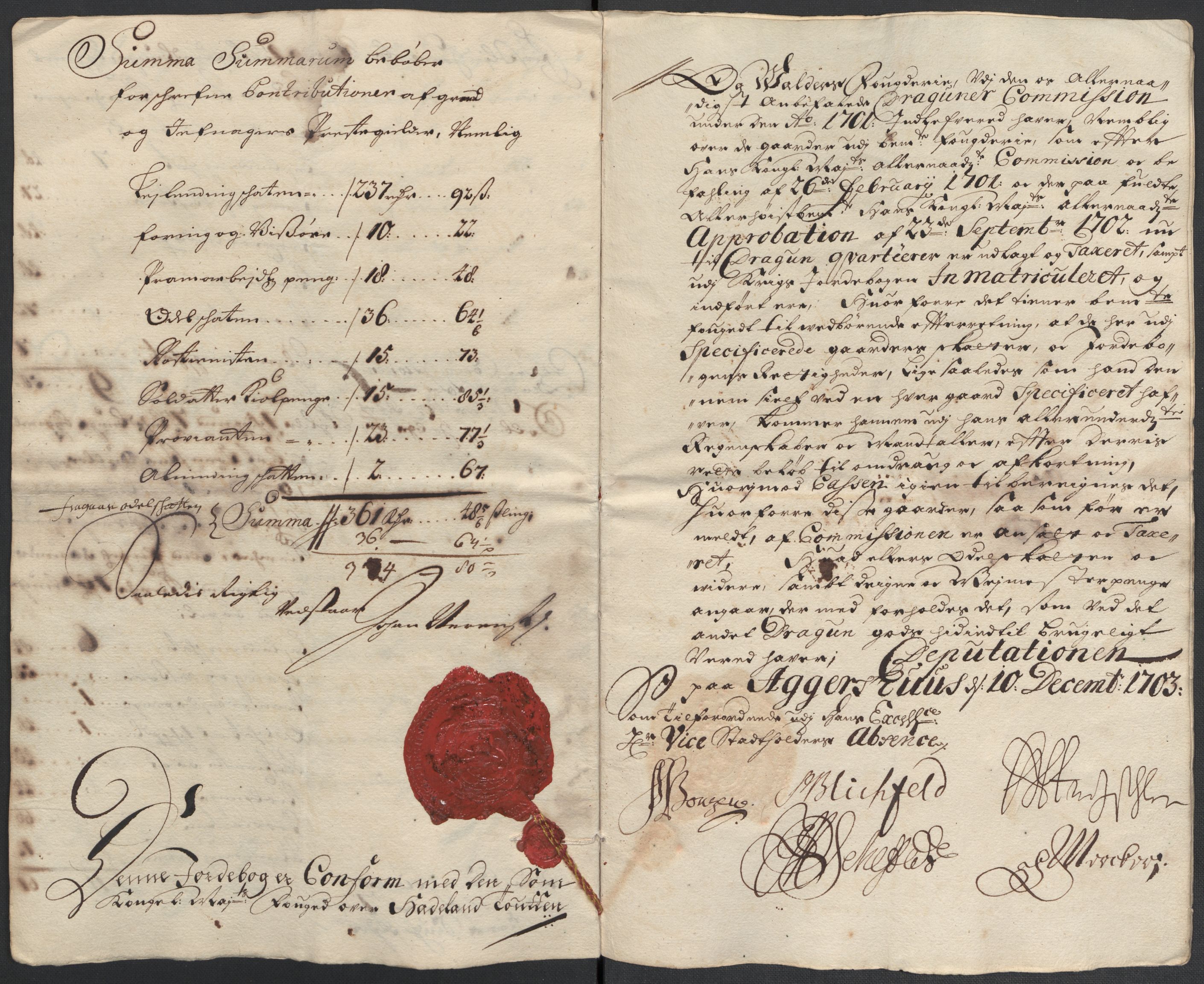 Rentekammeret inntil 1814, Reviderte regnskaper, Fogderegnskap, RA/EA-4092/R18/L1301: Fogderegnskap Hadeland, Toten og Valdres, 1703, p. 149