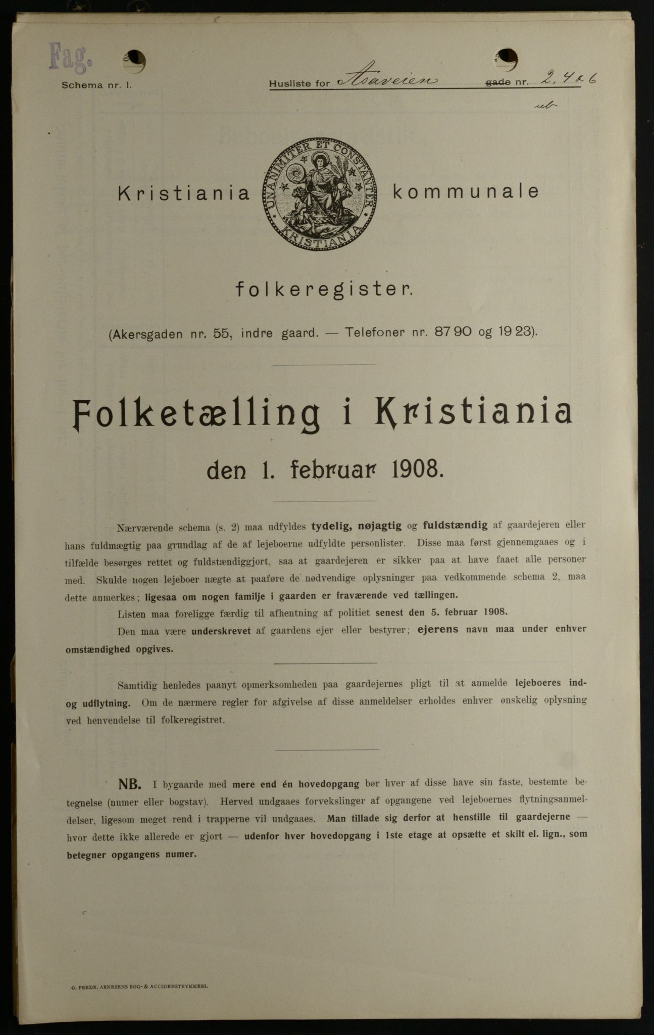 OBA, Municipal Census 1908 for Kristiania, 1908, p. 117583