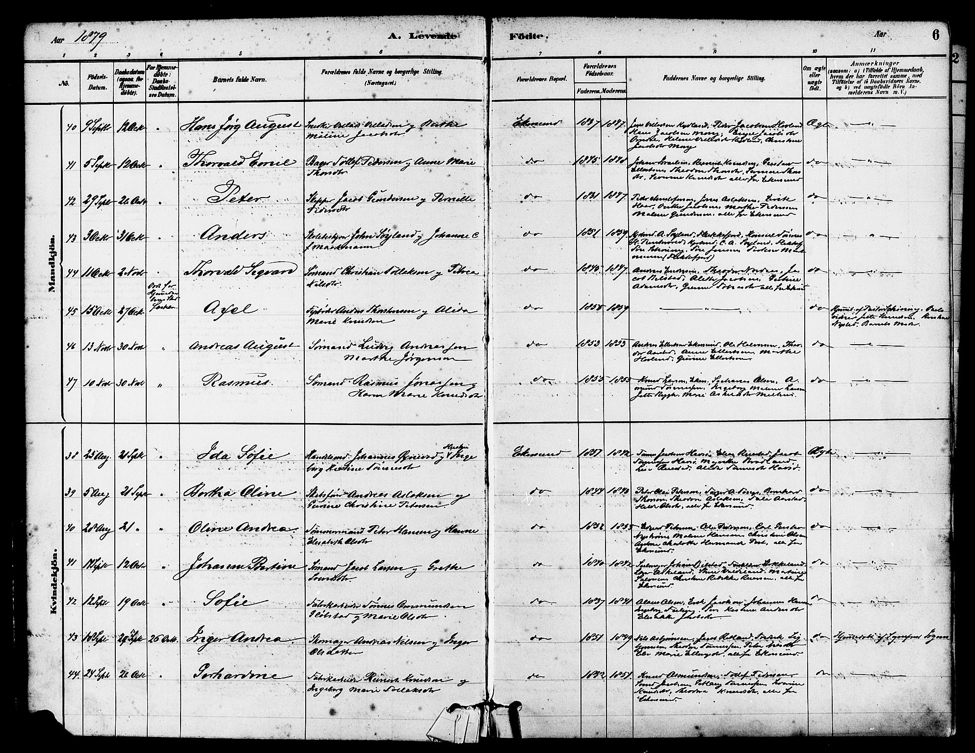 Eigersund sokneprestkontor, AV/SAST-A-101807/S08/L0015: Parish register (official) no. A 15, 1879-1892, p. 6