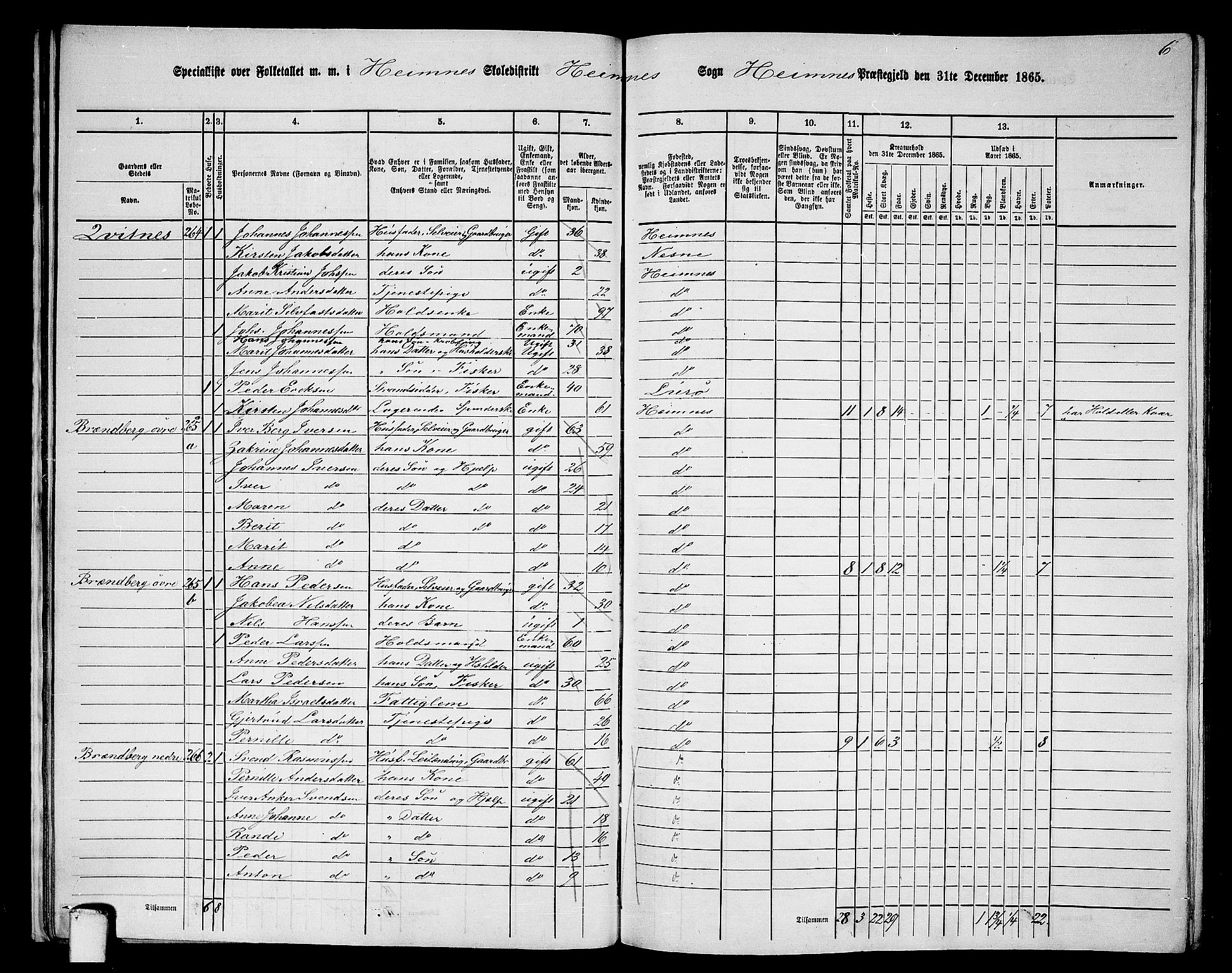 RA, 1865 census for Hemnes, 1865, p. 29