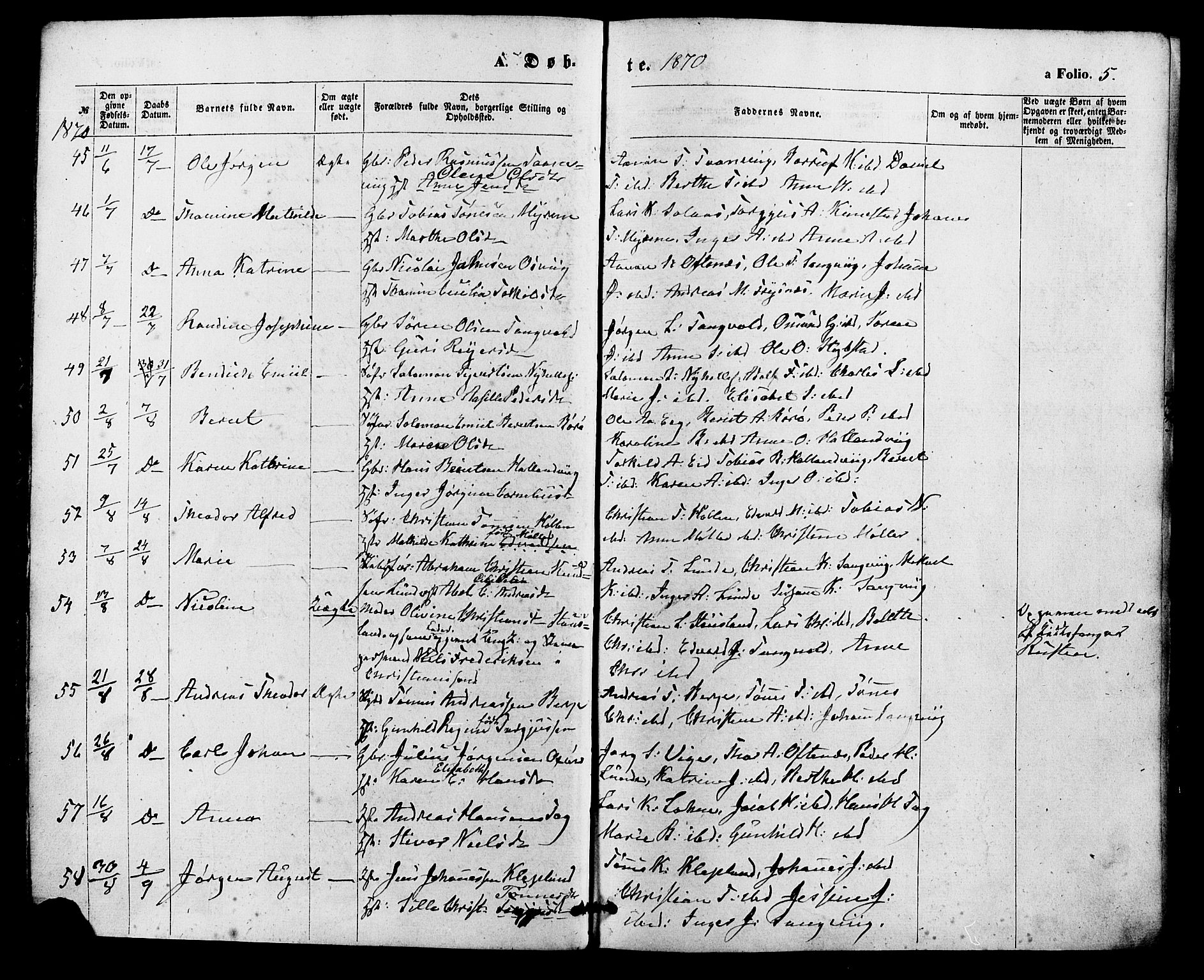 Søgne sokneprestkontor, AV/SAK-1111-0037/F/Fa/Fab/L0011: Parish register (official) no. A 11, 1869-1879, p. 5