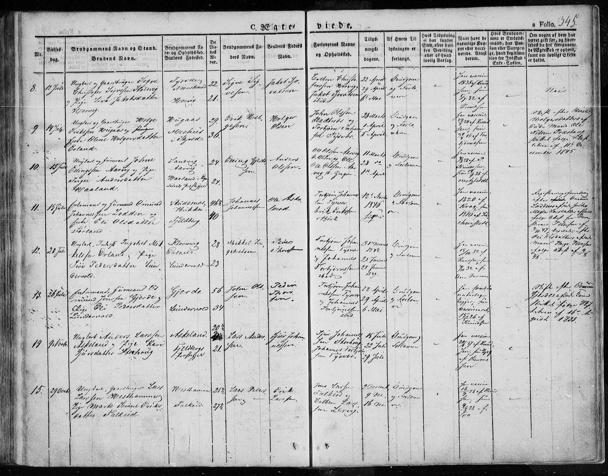 Tysvær sokneprestkontor, SAST/A -101864/H/Ha/Haa/L0001: Parish register (official) no. A 1.1, 1831-1856, p. 345