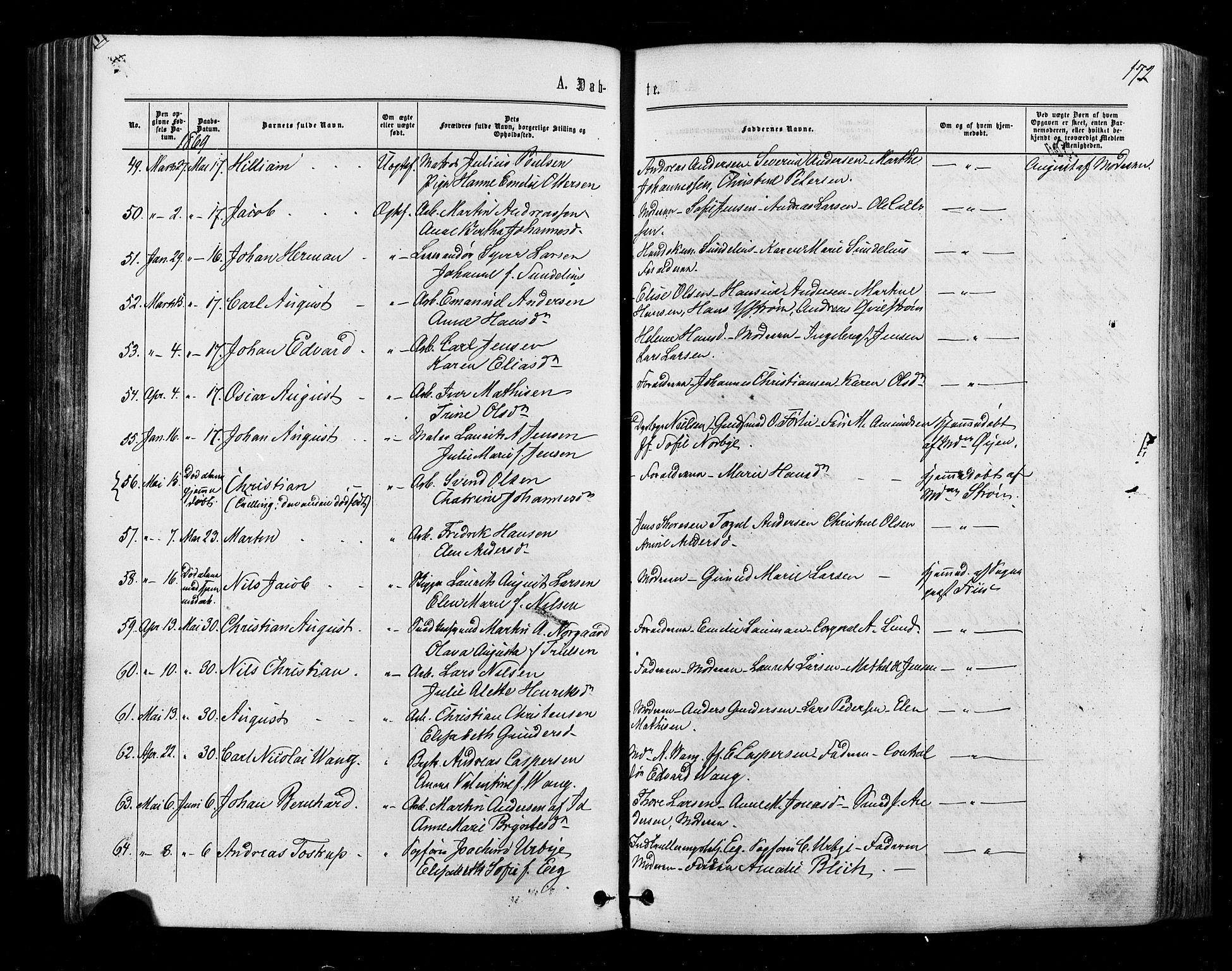 Halden prestekontor Kirkebøker, AV/SAO-A-10909/F/Fa/L0009: Parish register (official) no. I 9, 1866-1877, p. 172