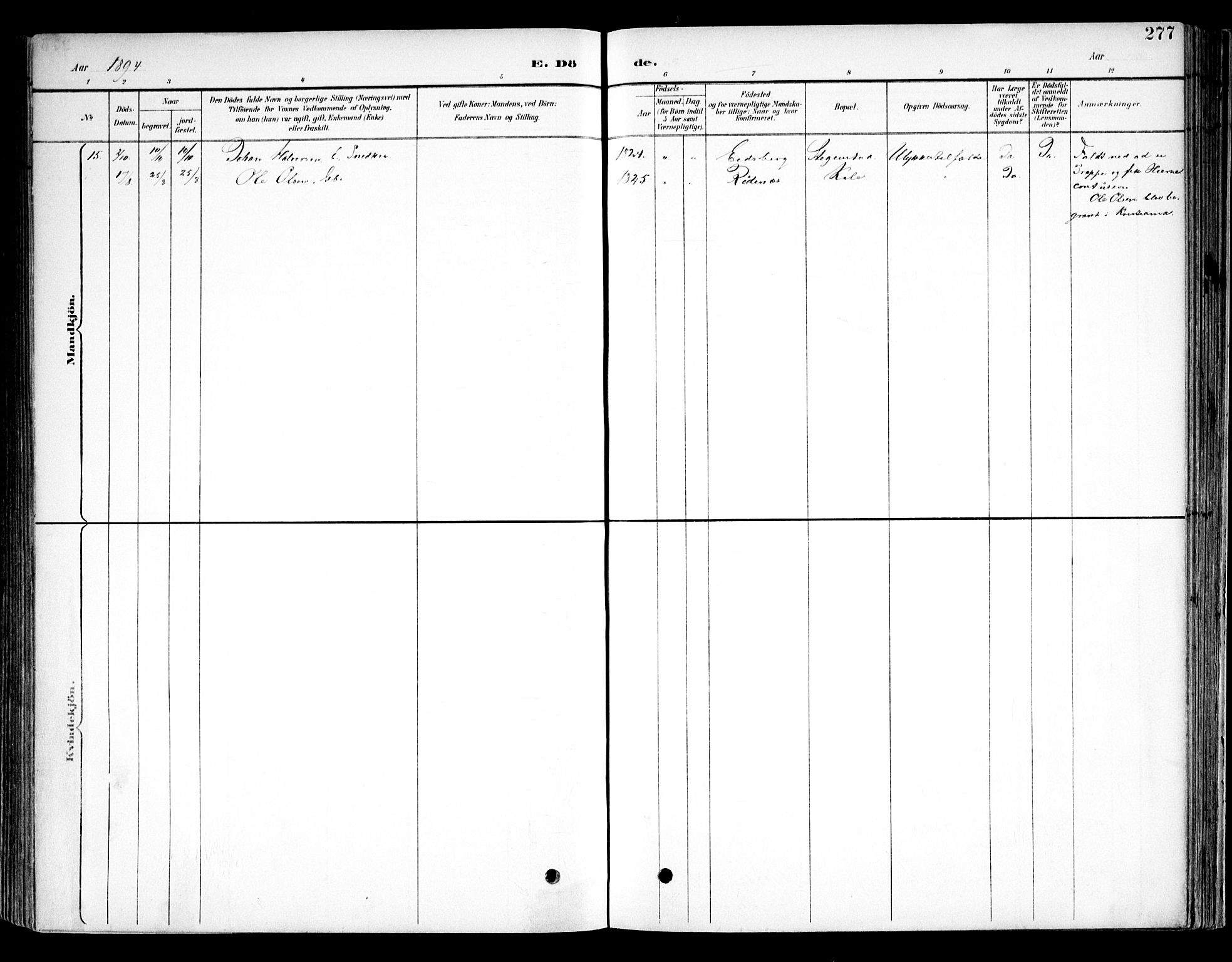 Kråkstad prestekontor Kirkebøker, SAO/A-10125a/F/Fb/L0002: Parish register (official) no. II 2, 1893-1917, p. 277