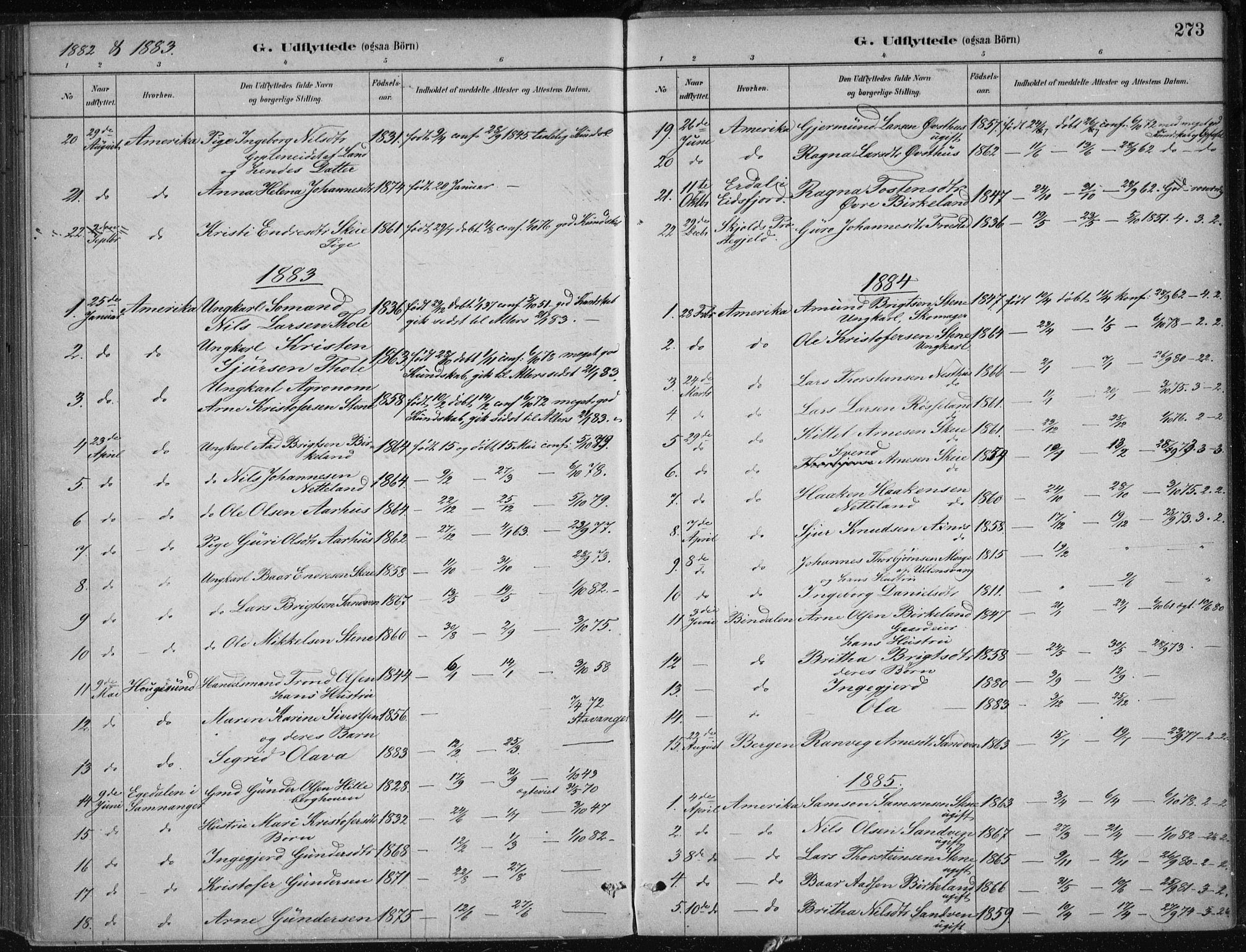 Kvam sokneprestembete, SAB/A-76201/H/Haa: Parish register (official) no. B  1, 1880-1908, p. 273