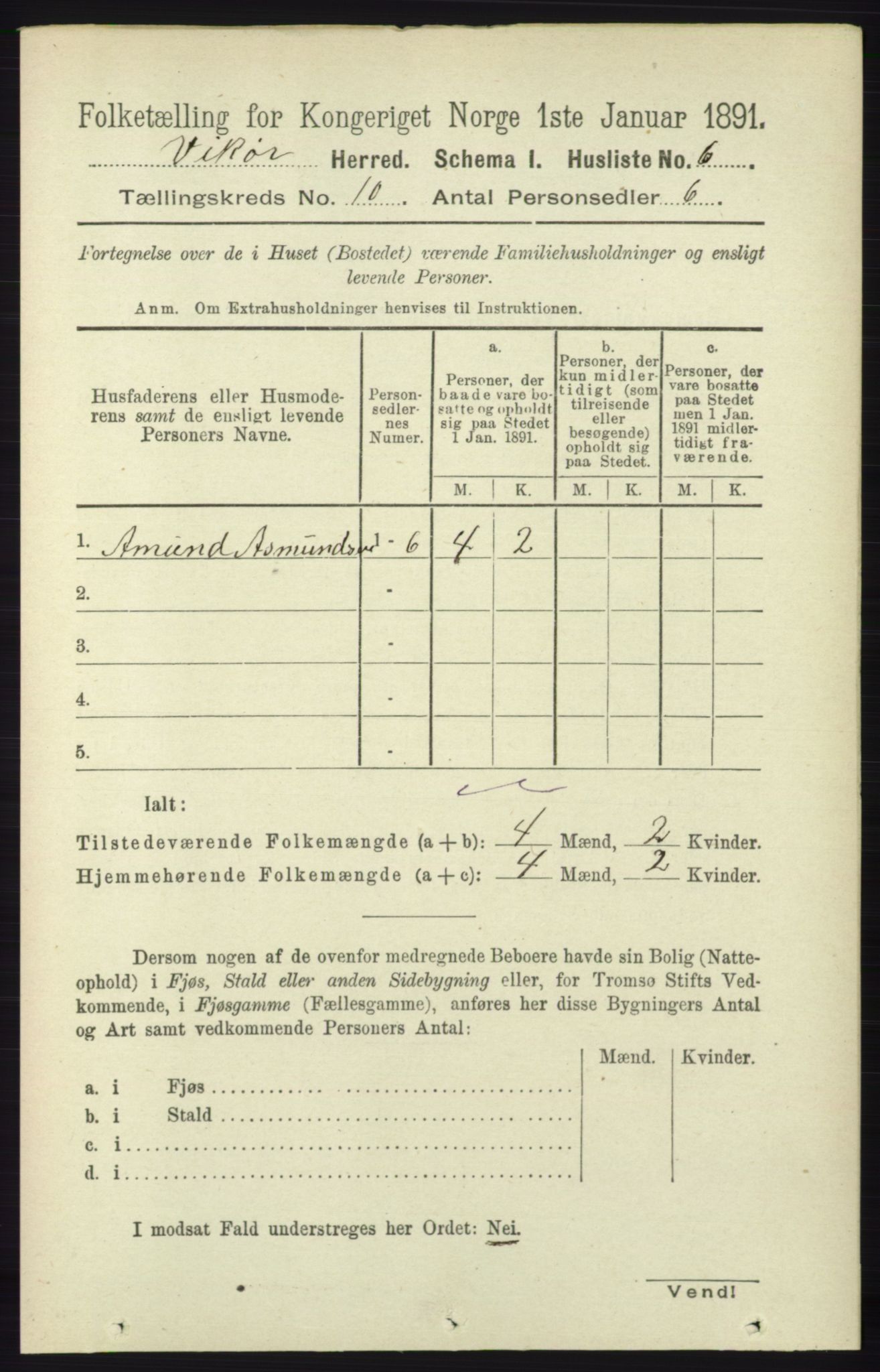 RA, 1891 census for 1238 Vikør, 1891, p. 2907