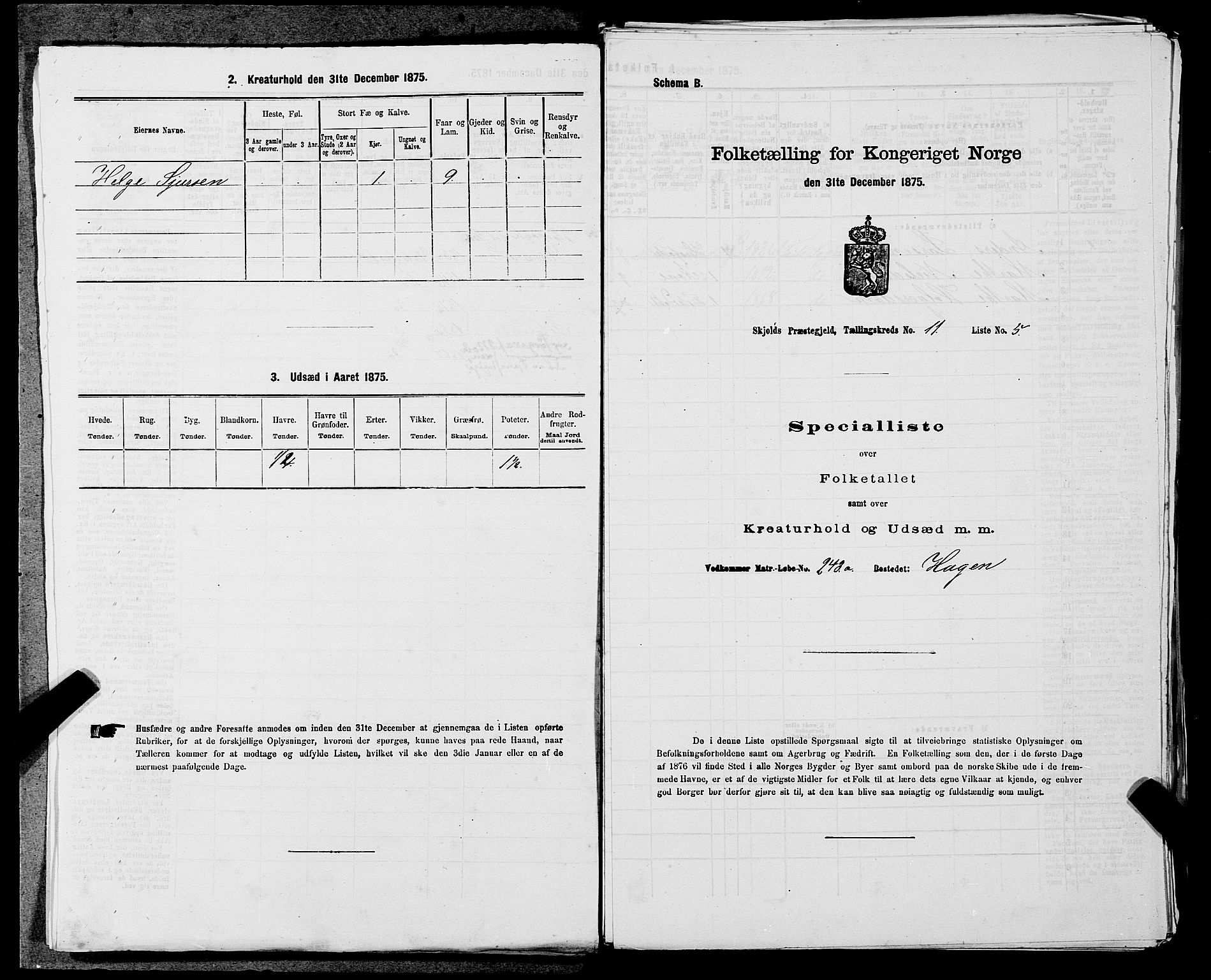 SAST, 1875 census for 1154P Skjold, 1875, p. 1113