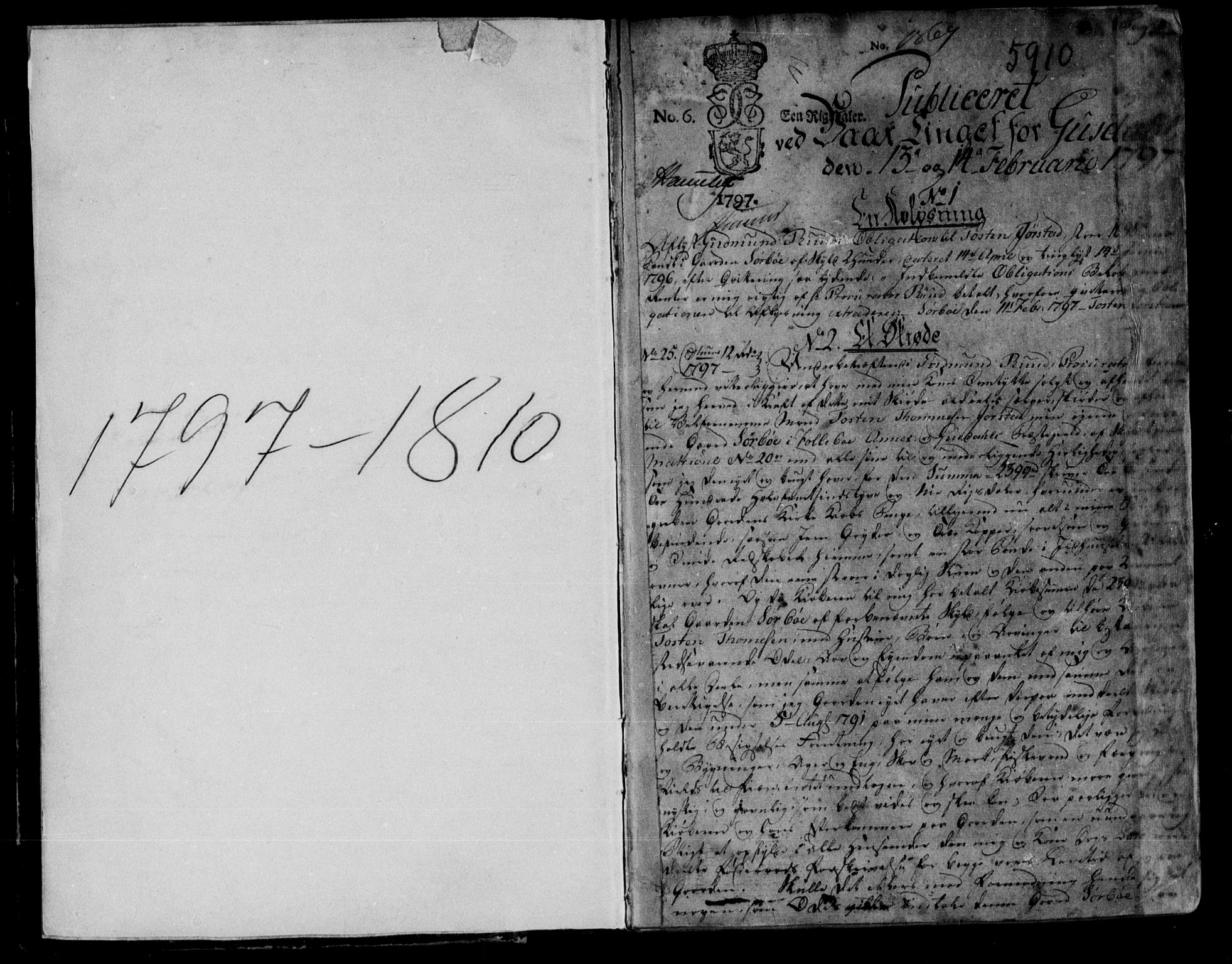 Sør-Gudbrandsdal tingrett, SAH/TING-004/H/Hb/Hba/L0006: Mortgage book no. I 6, 1797-1810, p. 1