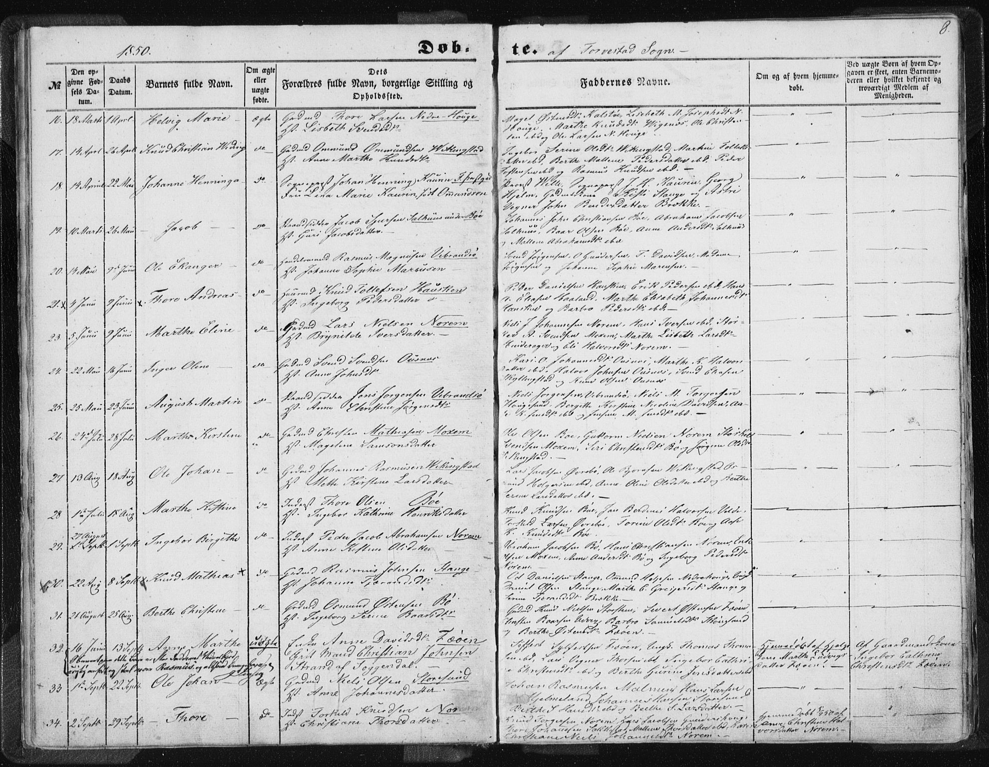 Torvastad sokneprestkontor, AV/SAST-A -101857/H/Ha/Haa/L0008: Parish register (official) no. A 8, 1847-1856, p. 8