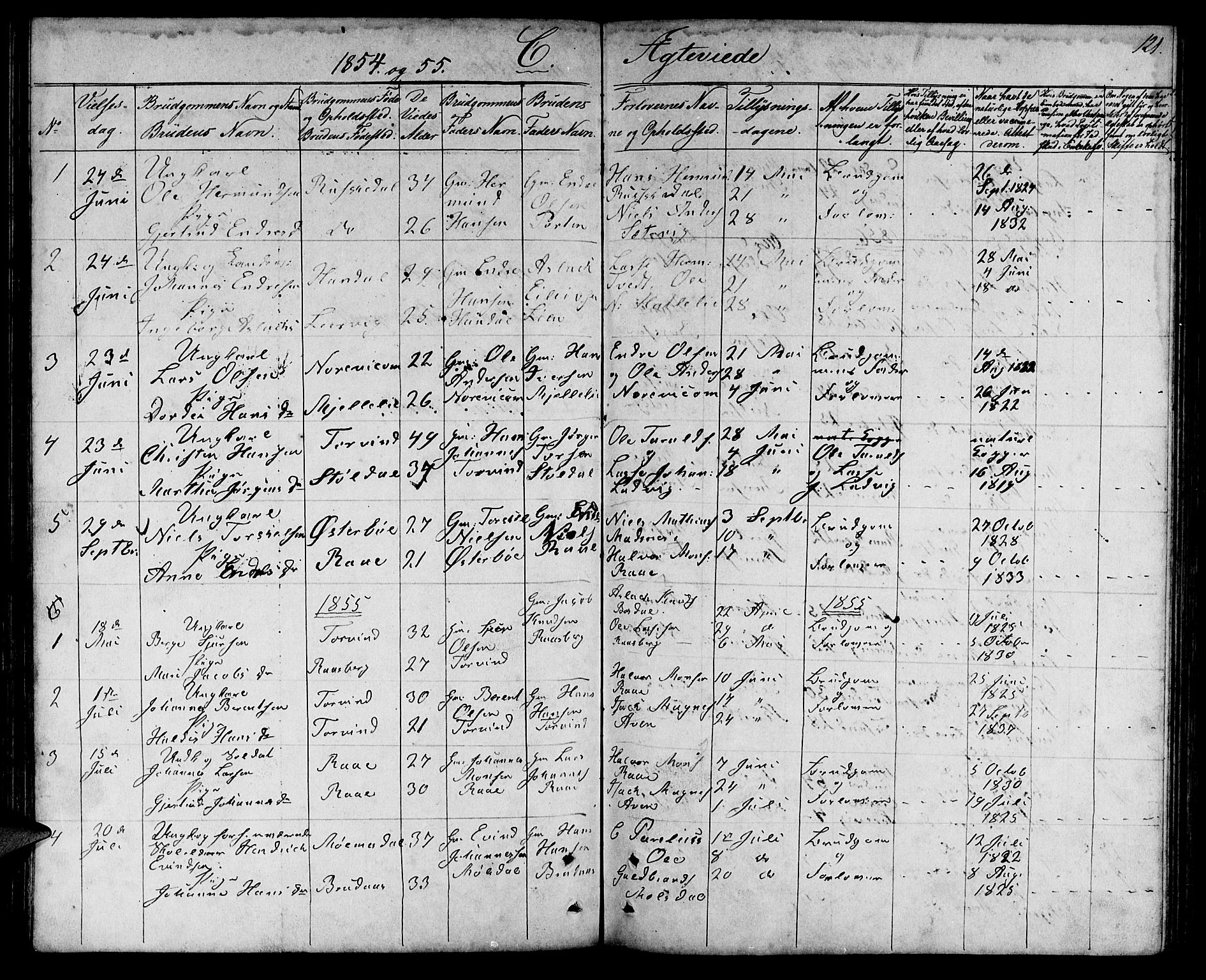 Lavik sokneprestembete, AV/SAB-A-80901: Parish register (copy) no. A 1, 1854-1881, p. 121