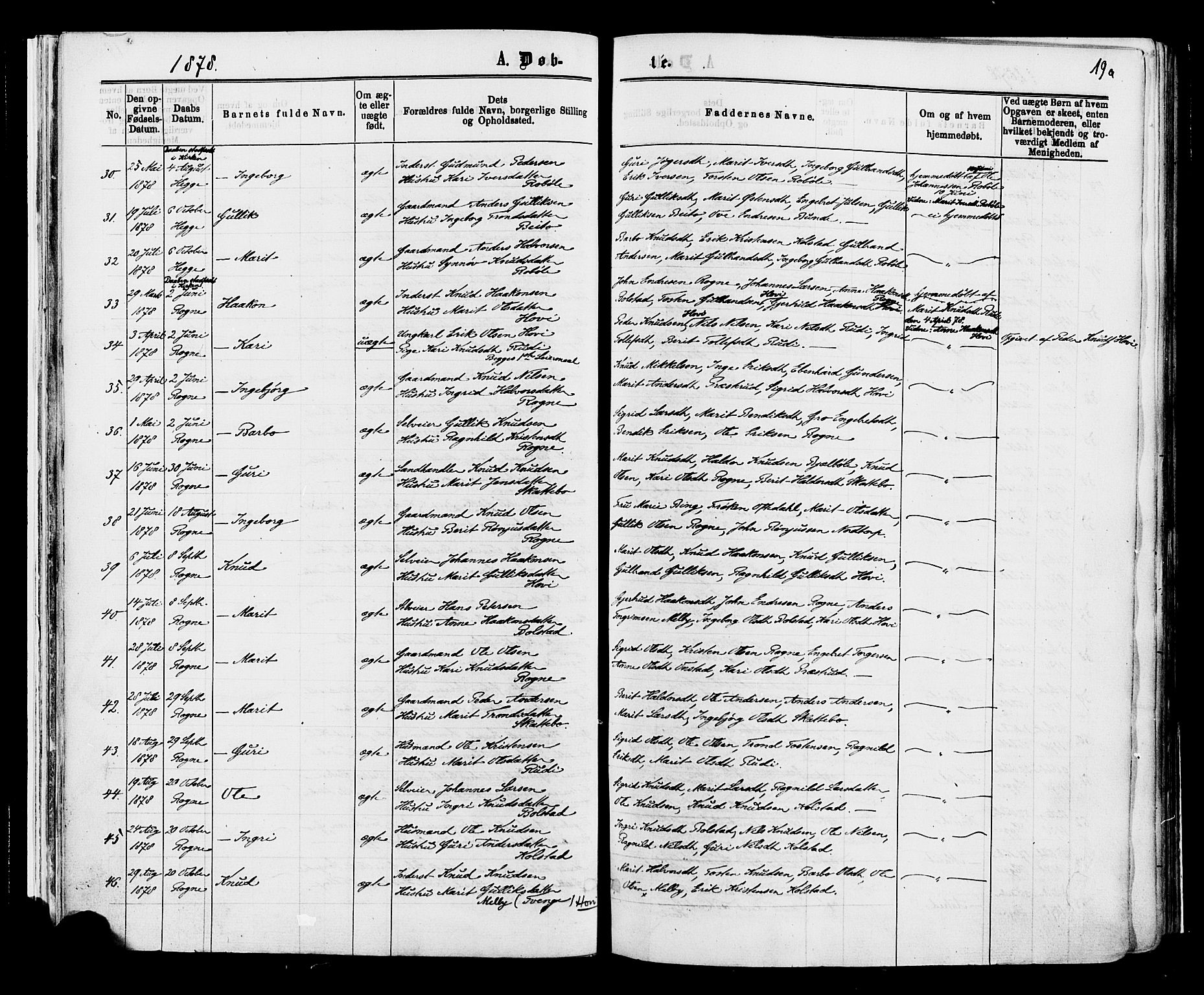 Øystre Slidre prestekontor, AV/SAH-PREST-138/H/Ha/Haa/L0002: Parish register (official) no. 2, 1874-1886, p. 19b