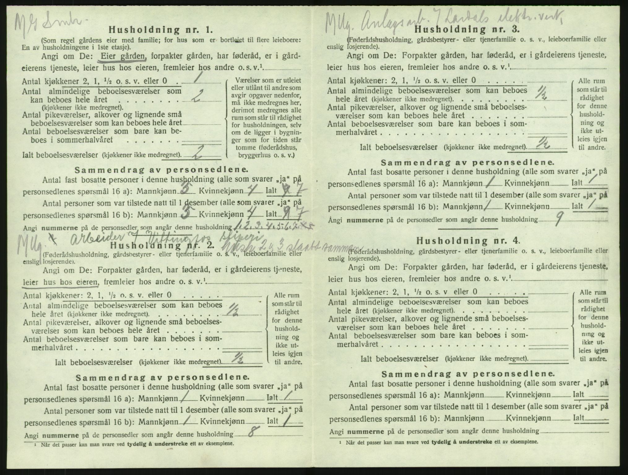 SAKO, 1920 census for Lardal, 1920, p. 826