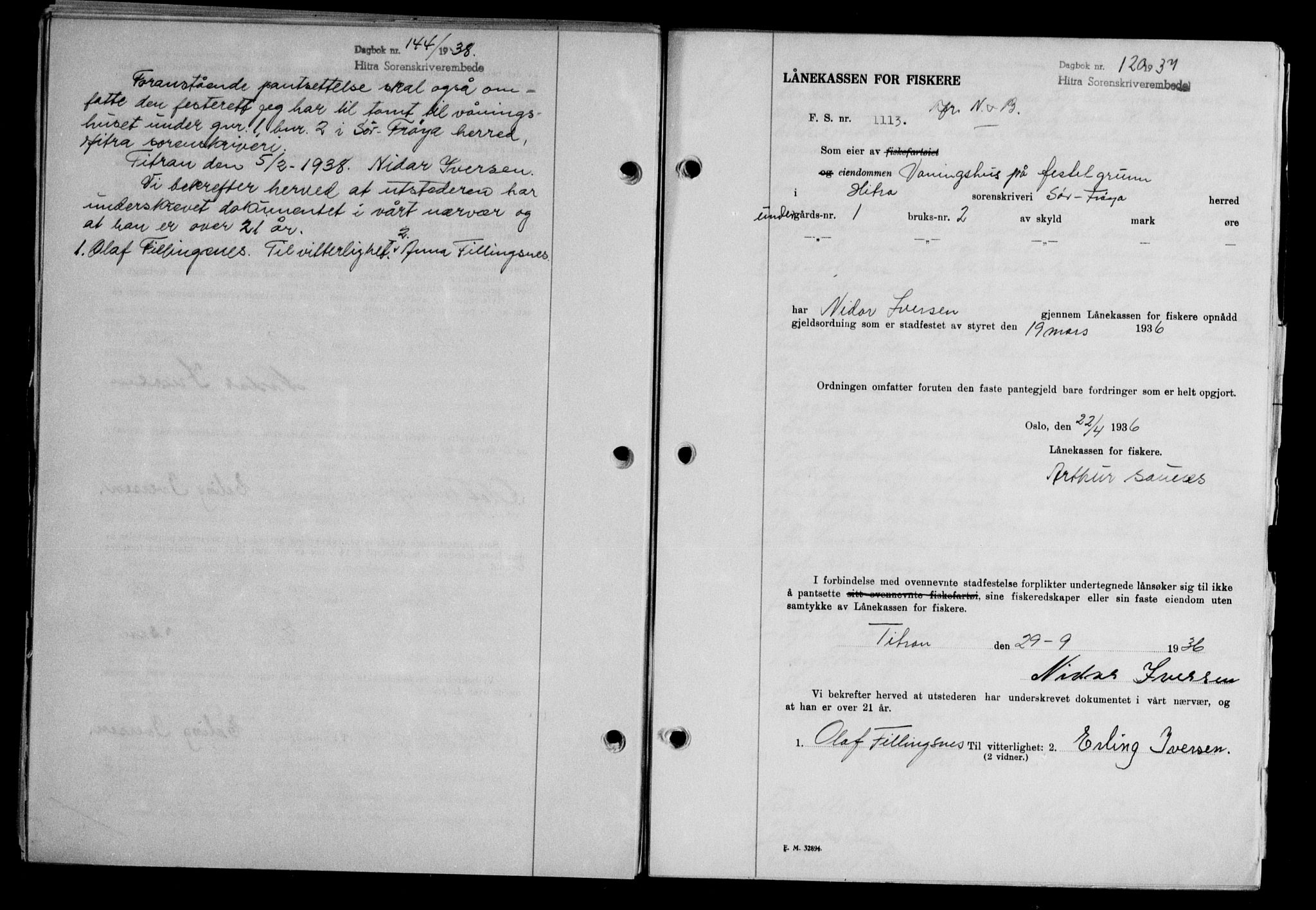 Hitra sorenskriveri, AV/SAT-A-0018/2/2C/2Ca/L0028: Mortgage book no. B-1, 1936-1939, Diary no: : 120/1937