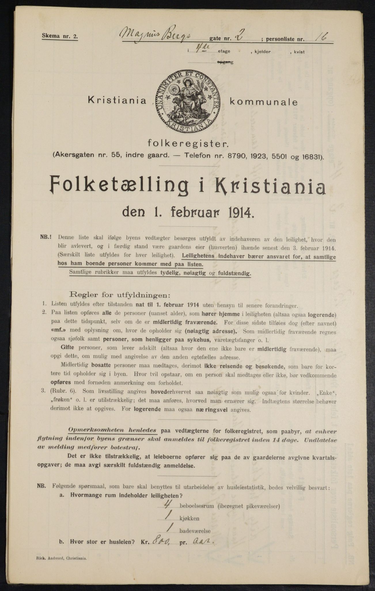 OBA, Municipal Census 1914 for Kristiania, 1914, p. 58992