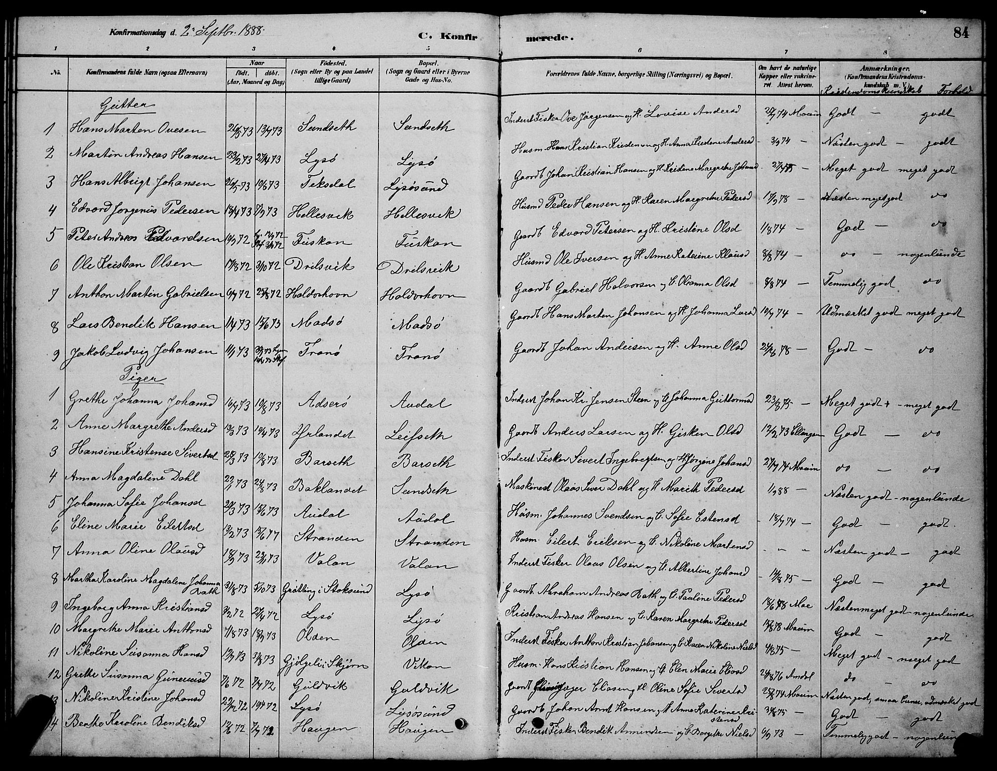 Ministerialprotokoller, klokkerbøker og fødselsregistre - Sør-Trøndelag, SAT/A-1456/654/L0665: Parish register (copy) no. 654C01, 1879-1901, p. 84