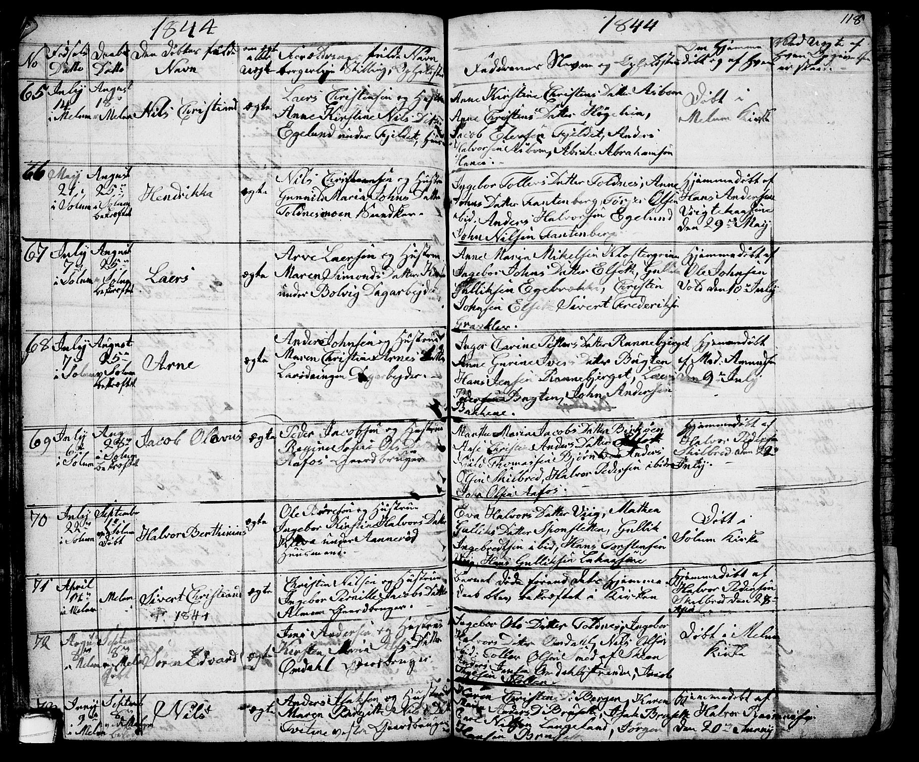Solum kirkebøker, SAKO/A-306/G/Ga/L0002: Parish register (copy) no. I 2, 1834-1848, p. 118