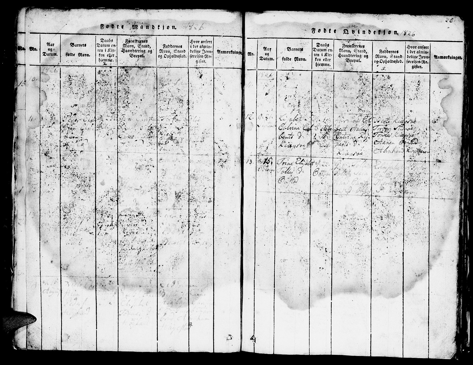 Lyngdal sokneprestkontor, AV/SAK-1111-0029/F/Fb/Fba/L0001: Parish register (copy) no. B 1, 1816-1876, p. 26