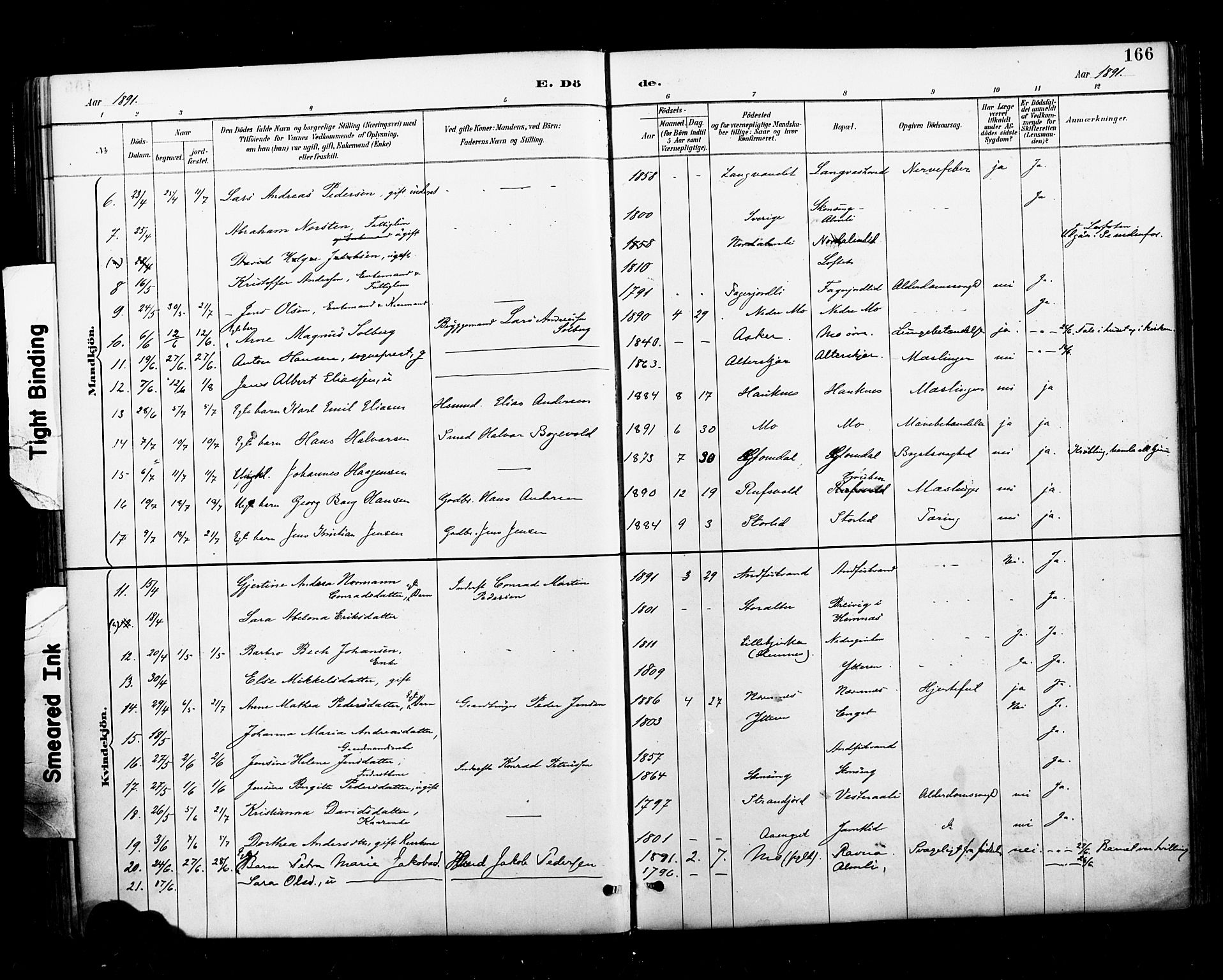 Ministerialprotokoller, klokkerbøker og fødselsregistre - Nordland, AV/SAT-A-1459/827/L0401: Parish register (official) no. 827A13, 1887-1905, p. 166