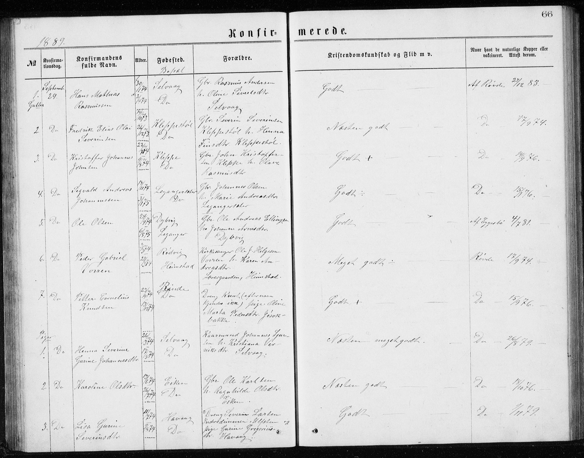 Ministerialprotokoller, klokkerbøker og fødselsregistre - Møre og Romsdal, AV/SAT-A-1454/508/L0097: Parish register (copy) no. 508C01, 1873-1897, p. 66