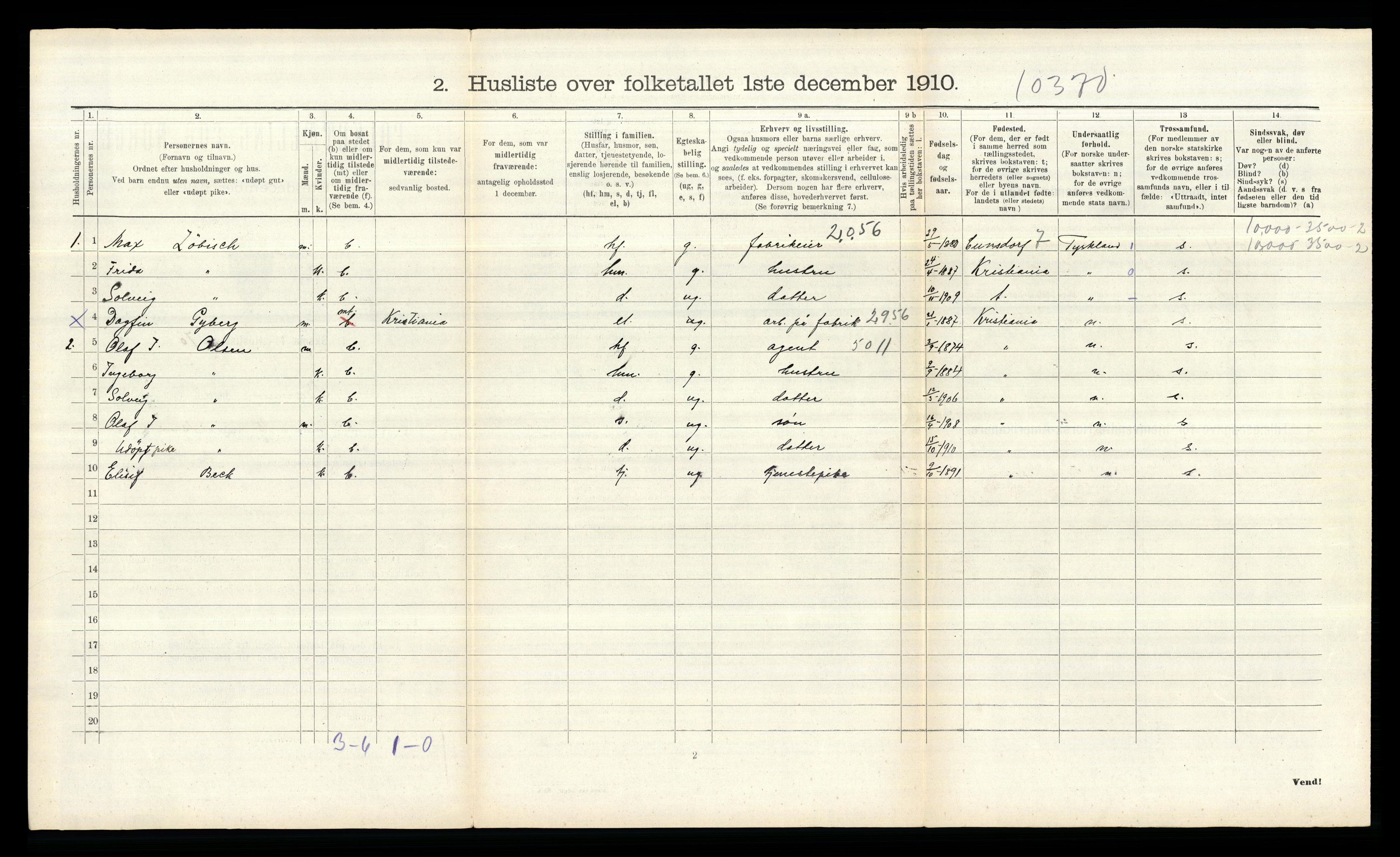 RA, 1910 census for Bærum, 1910, p. 2542