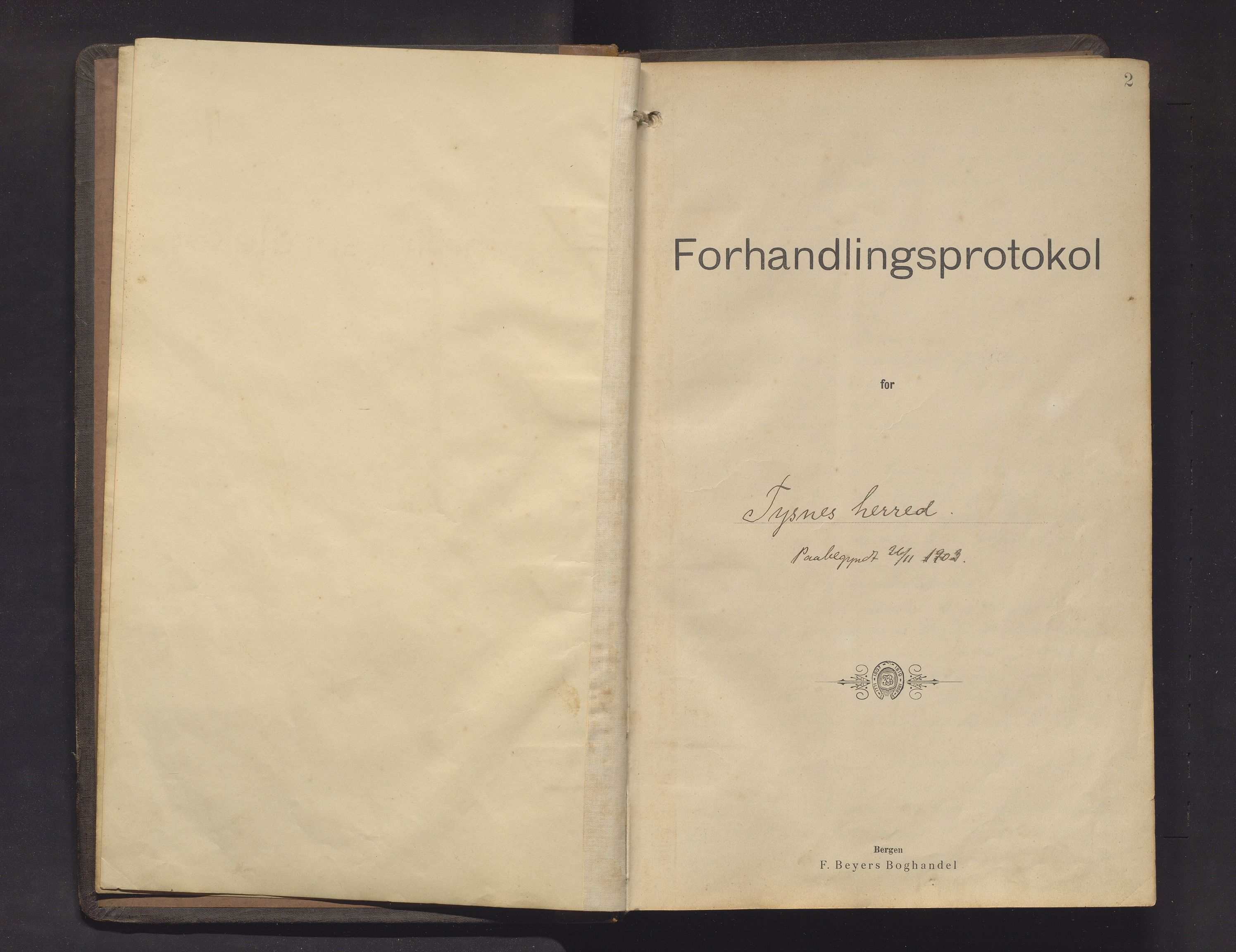 Tysnes kommune. Formannskapet, IKAH/1223-021/A/Aa/L0004: Møtebok for formannskap og heradstyre , 1903-1913, p. 2