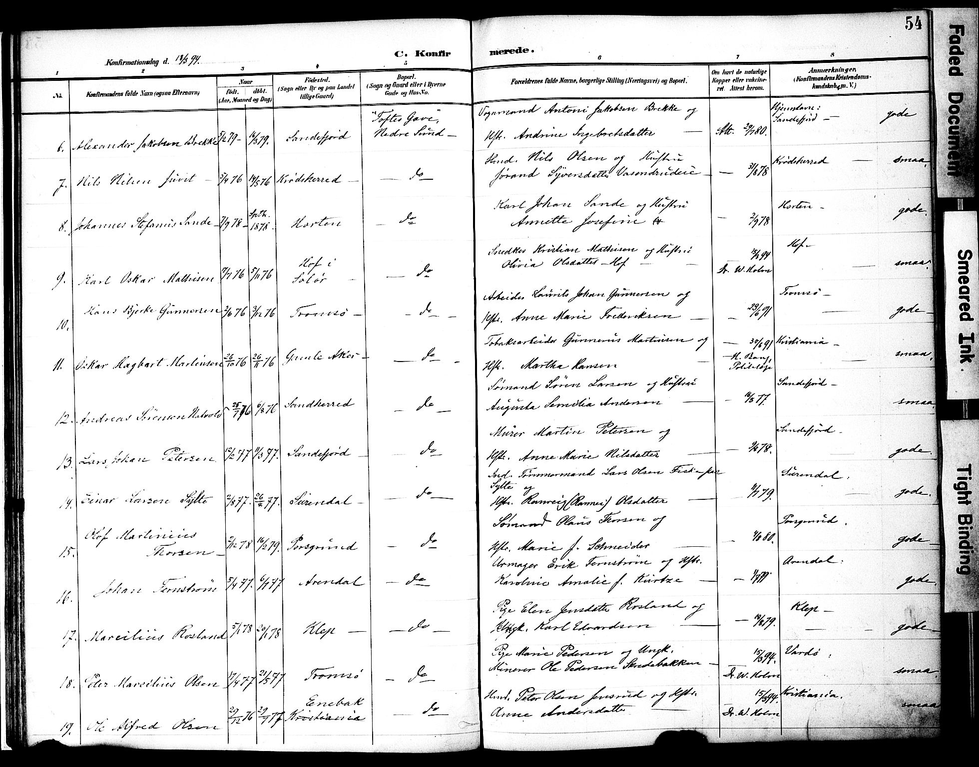 Nes prestekontor, Hedmark, AV/SAH-PREST-020/K/Ka/L0010: Parish register (official) no. 10, 1887-1905, p. 54