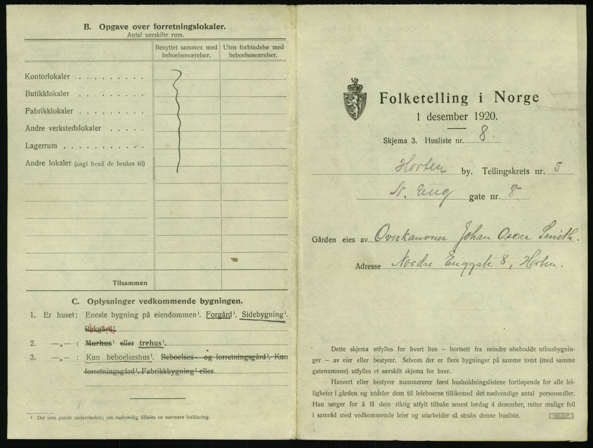 SAKO, 1920 census for Horten, 1920, p. 1553