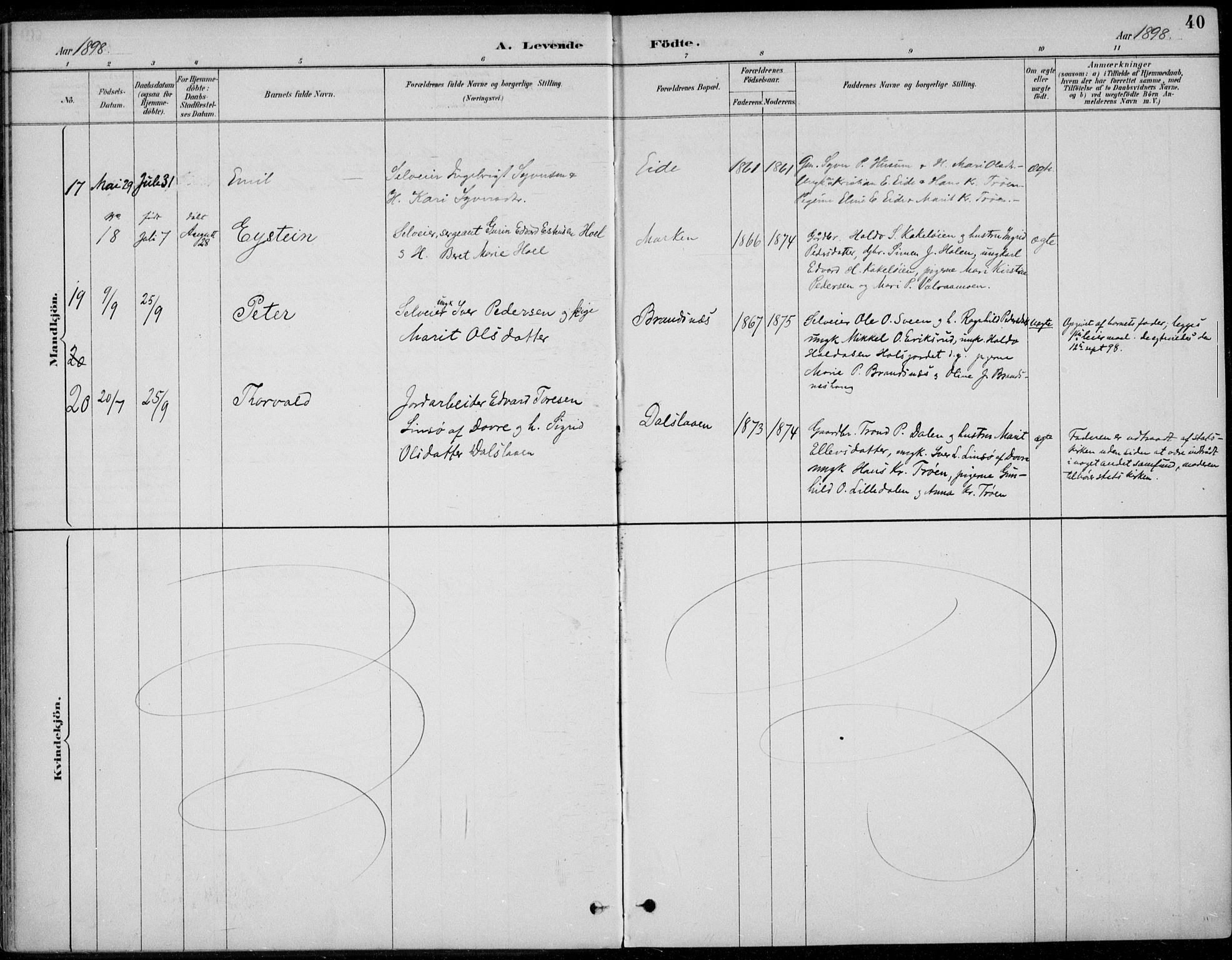 Alvdal prestekontor, AV/SAH-PREST-060/H/Ha/Haa/L0003: Parish register (official) no. 3, 1886-1912, p. 40