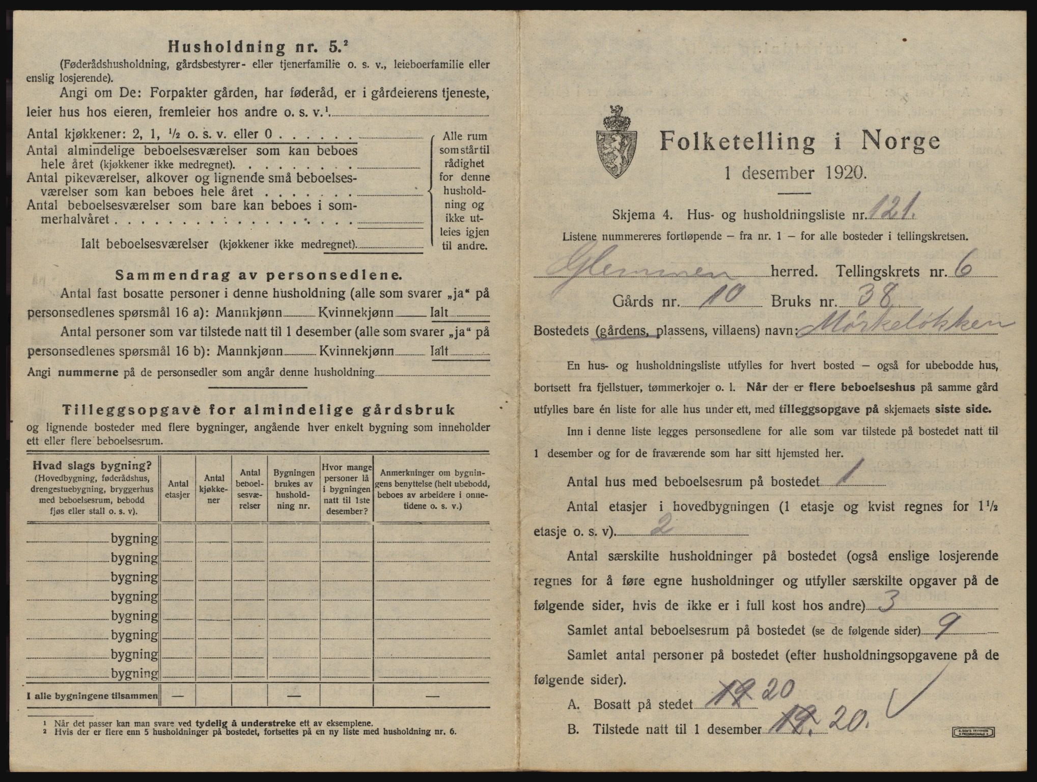 SAO, 1920 census for Glemmen, 1920, p. 2741