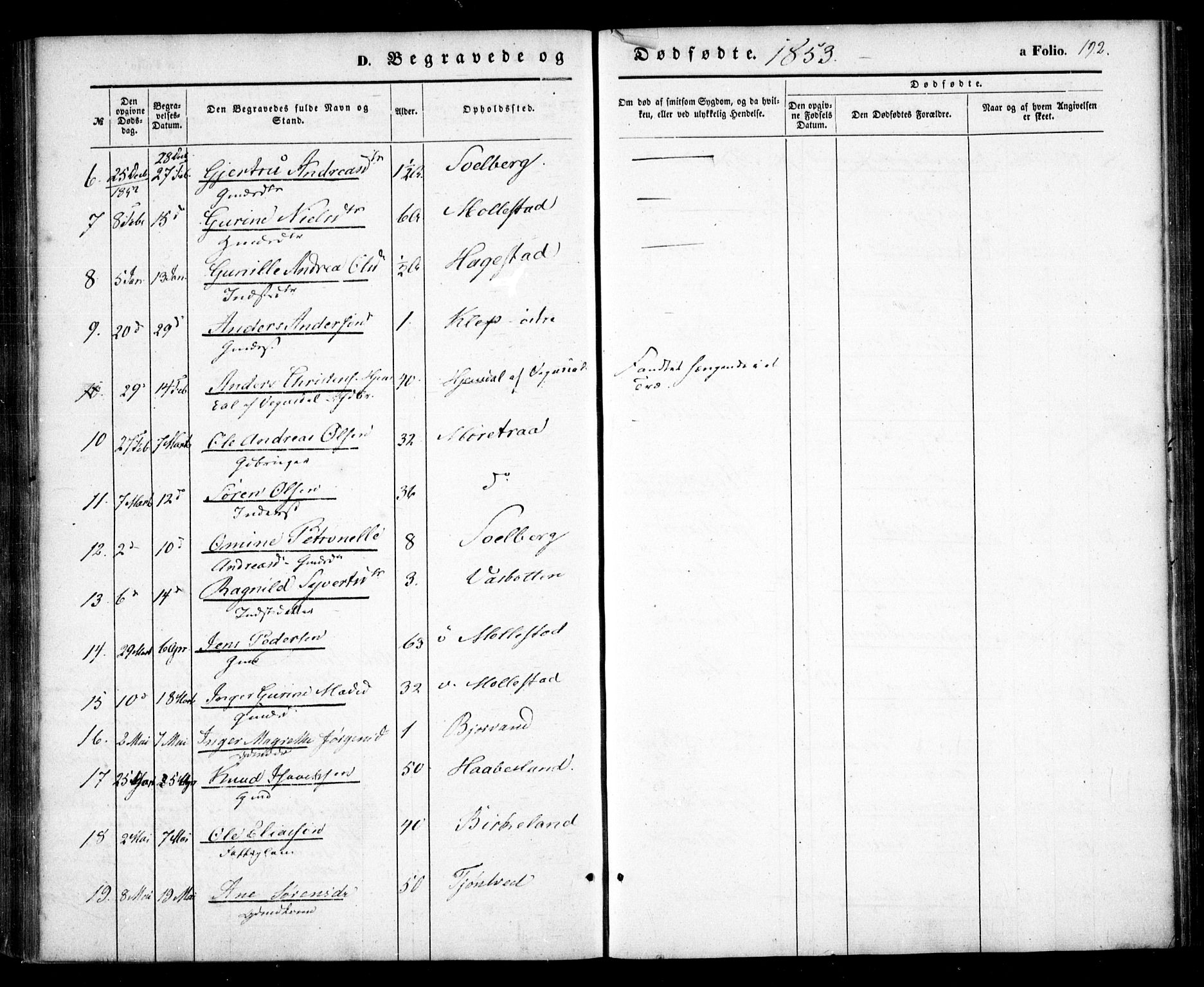 Birkenes sokneprestkontor, AV/SAK-1111-0004/F/Fa/L0003: Parish register (official) no. A 3, 1850-1866, p. 192