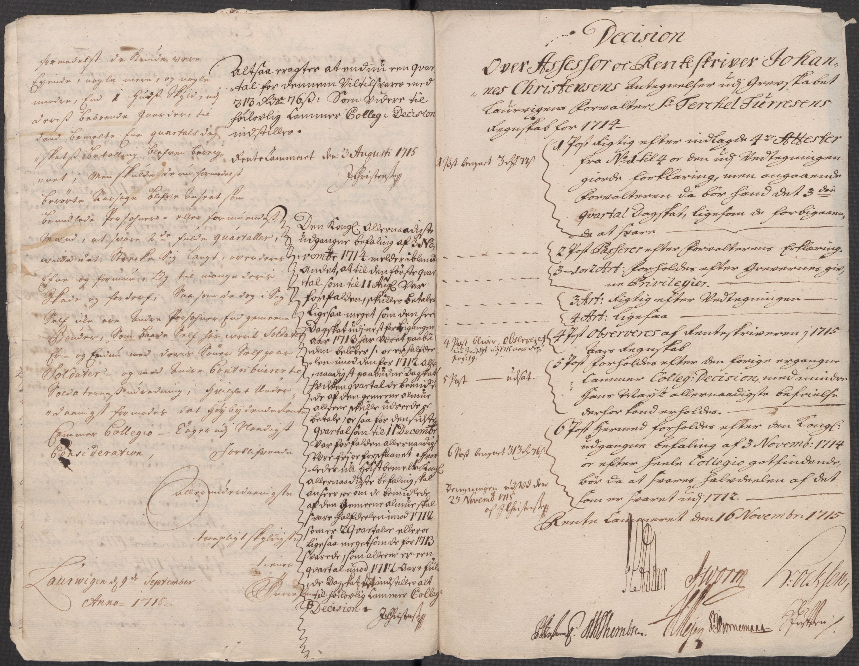 Rentekammeret inntil 1814, Reviderte regnskaper, Fogderegnskap, RA/EA-4092/R33/L1986: Fogderegnskap Larvik grevskap, 1714-1715, p. 251