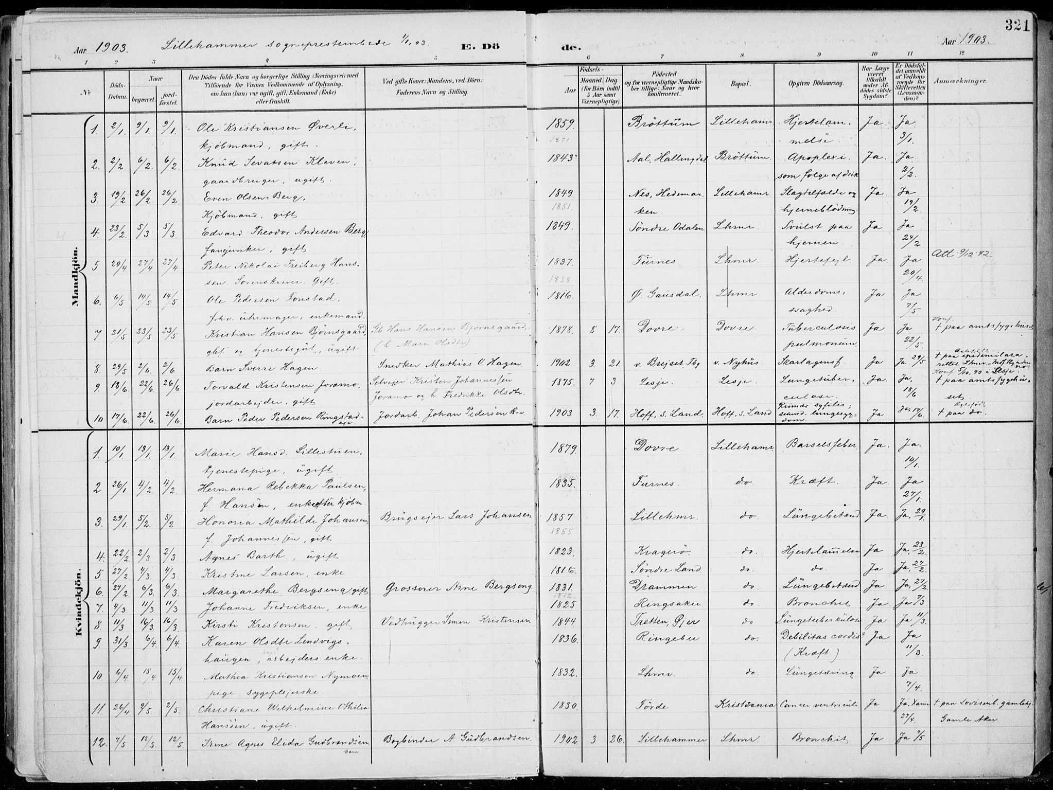 Lillehammer prestekontor, SAH/PREST-088/H/Ha/Haa/L0001: Parish register (official) no. 1, 1901-1916, p. 321