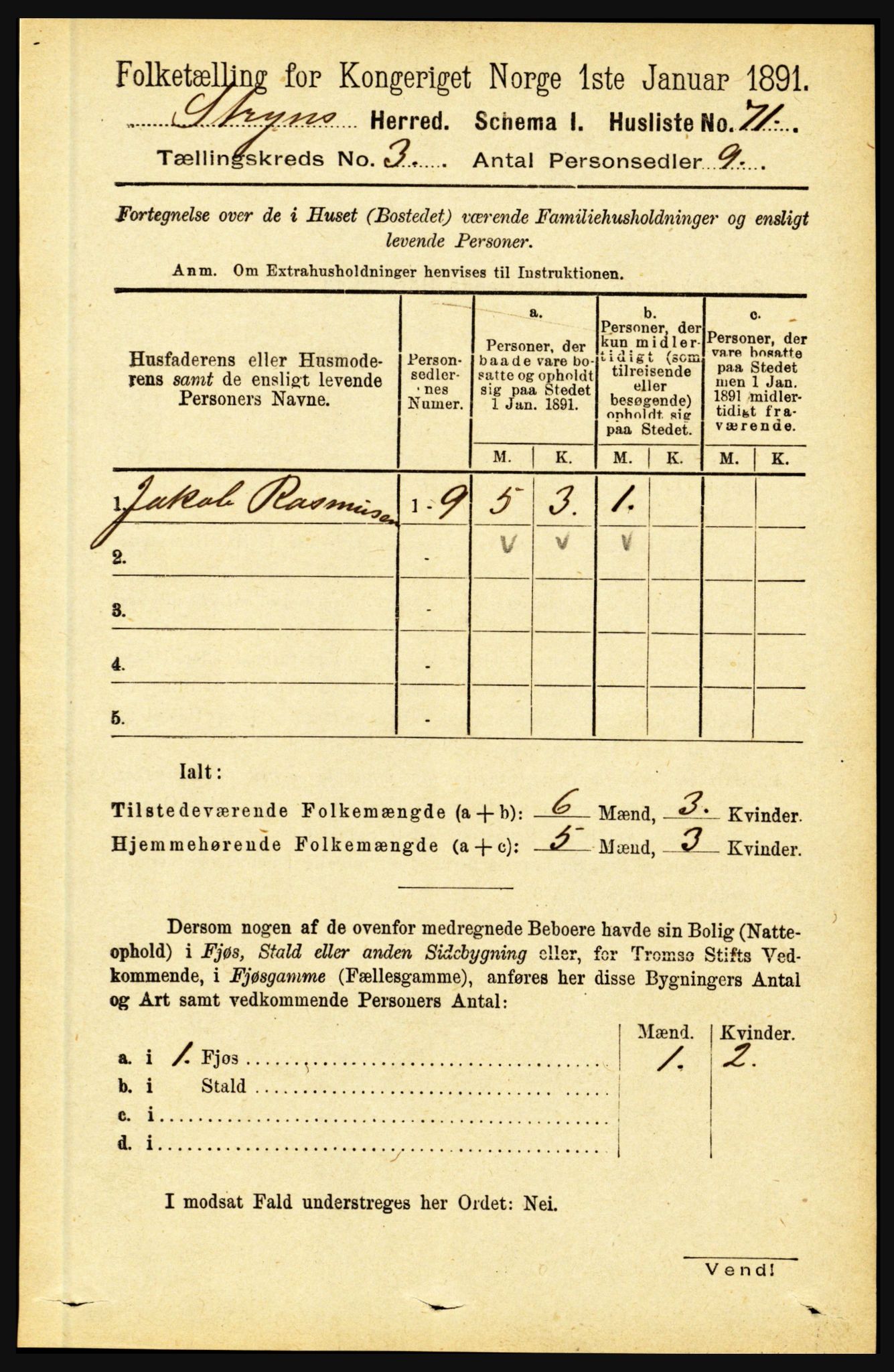 RA, 1891 census for 1448 Stryn, 1891, p. 1087