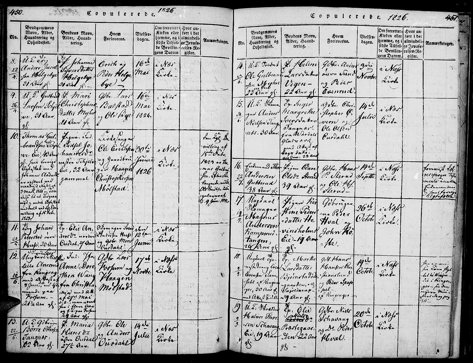 Nes prestekontor, Hedmark, AV/SAH-PREST-020/K/Ka/L0002: Parish register (official) no. 2, 1813-1827, p. 450-451