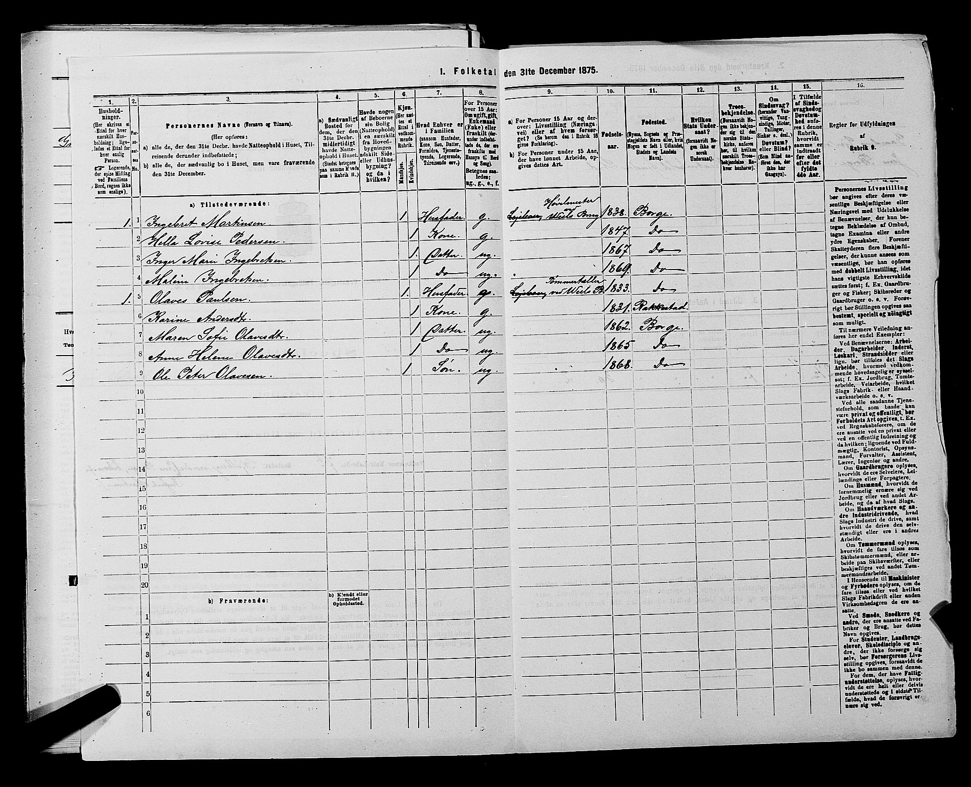 RA, 1875 census for 0113P Borge, 1875, p. 380