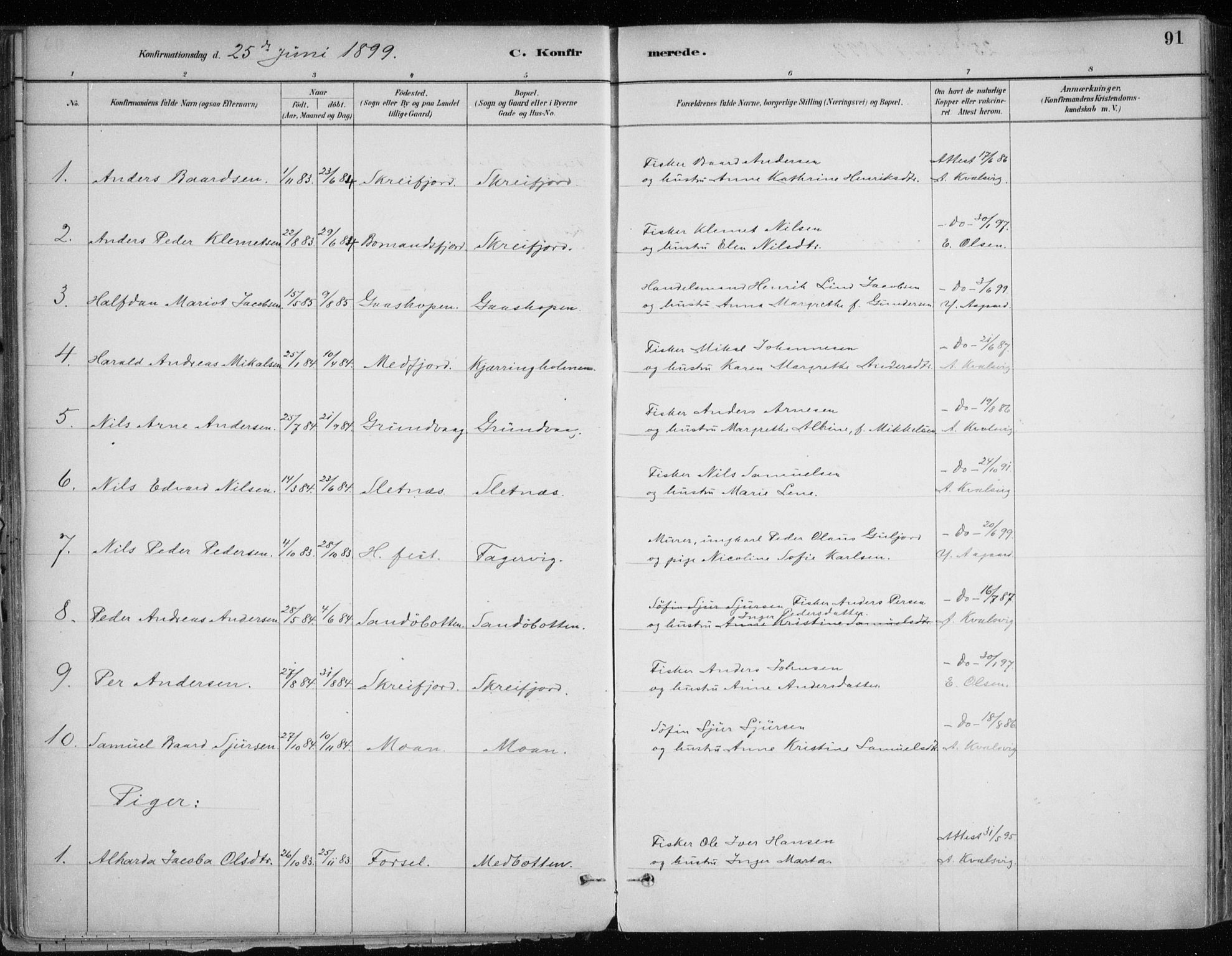 Hammerfest sokneprestkontor, SATØ/S-1347/H/Ha/L0013.kirke: Parish register (official) no. 13, 1898-1917, p. 91