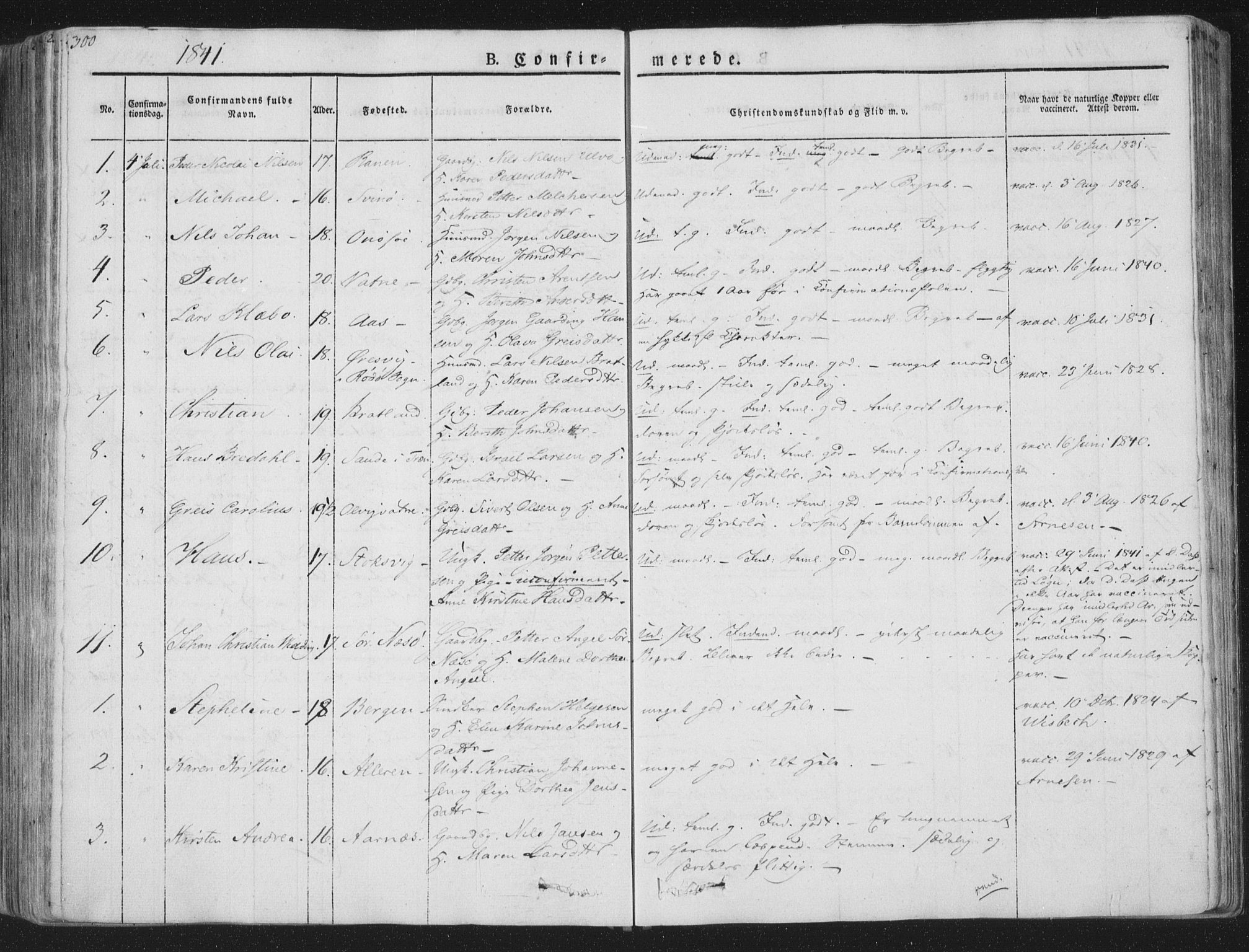 Ministerialprotokoller, klokkerbøker og fødselsregistre - Nordland, SAT/A-1459/839/L0565: Parish register (official) no. 839A02, 1825-1862, p. 300