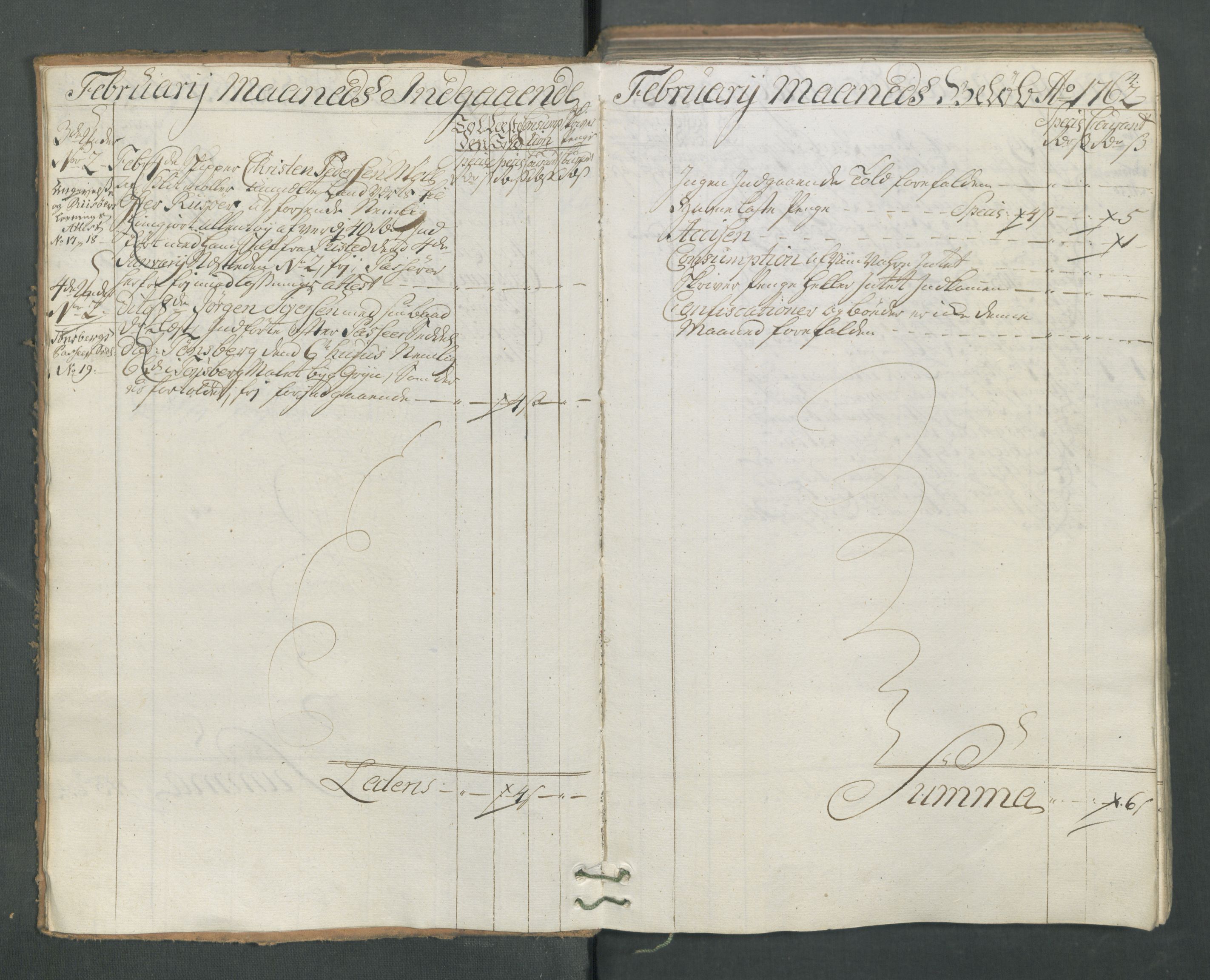 Generaltollkammeret, tollregnskaper, AV/RA-EA-5490/R13/L0032/0001: Tollregnskaper Kragerø / Inngående hovedtollbok, 1762, p. 3b-4a