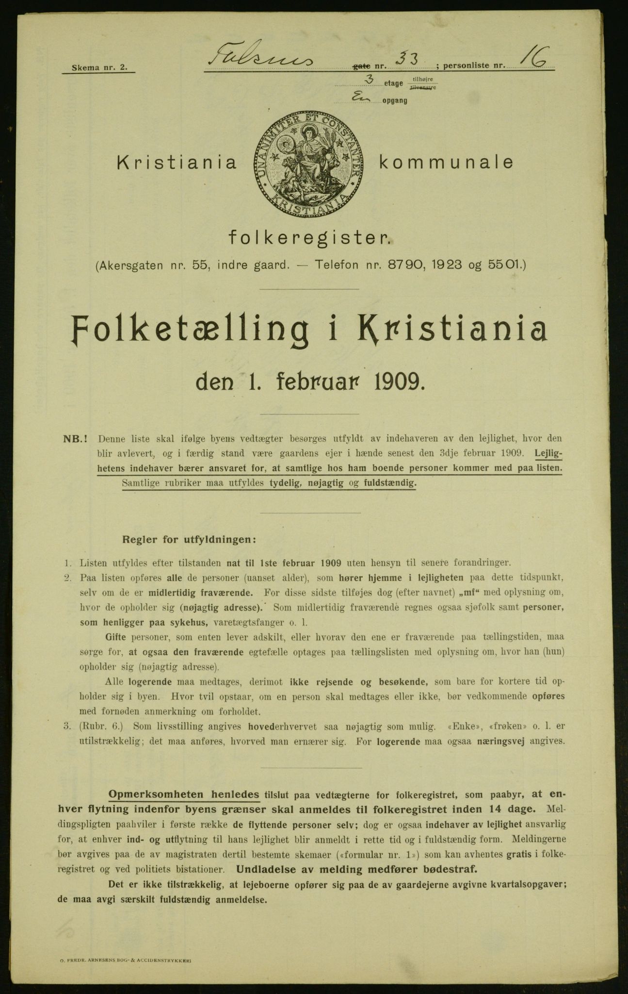 OBA, Municipal Census 1909 for Kristiania, 1909, p. 21279