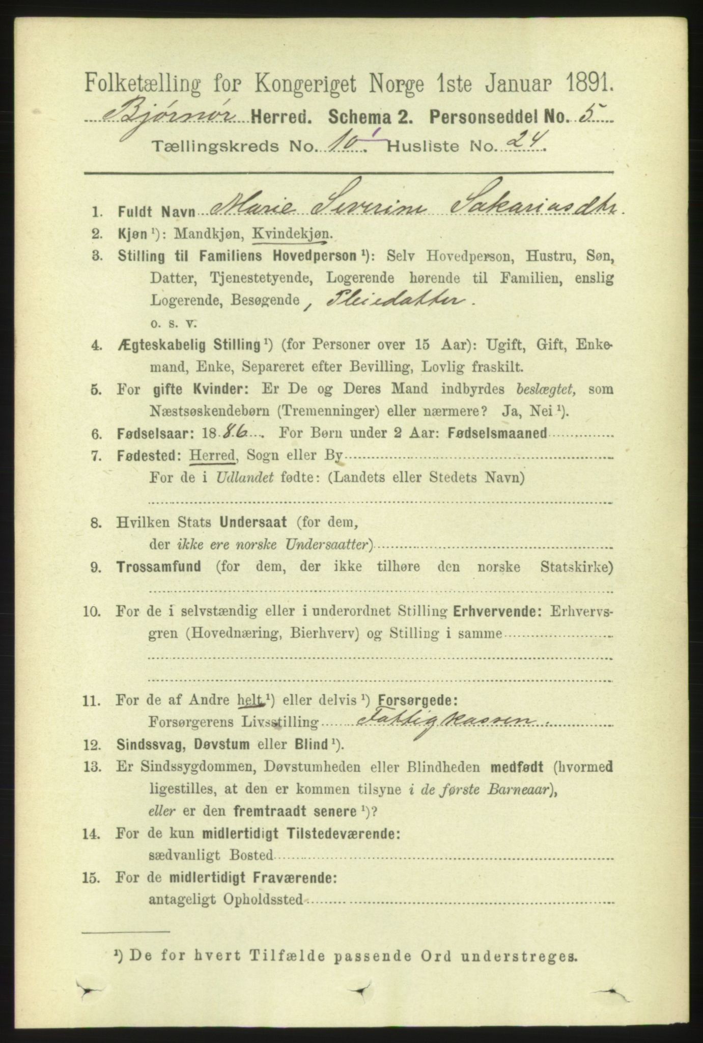 RA, 1891 census for 1632 Bjørnør, 1891, p. 4304