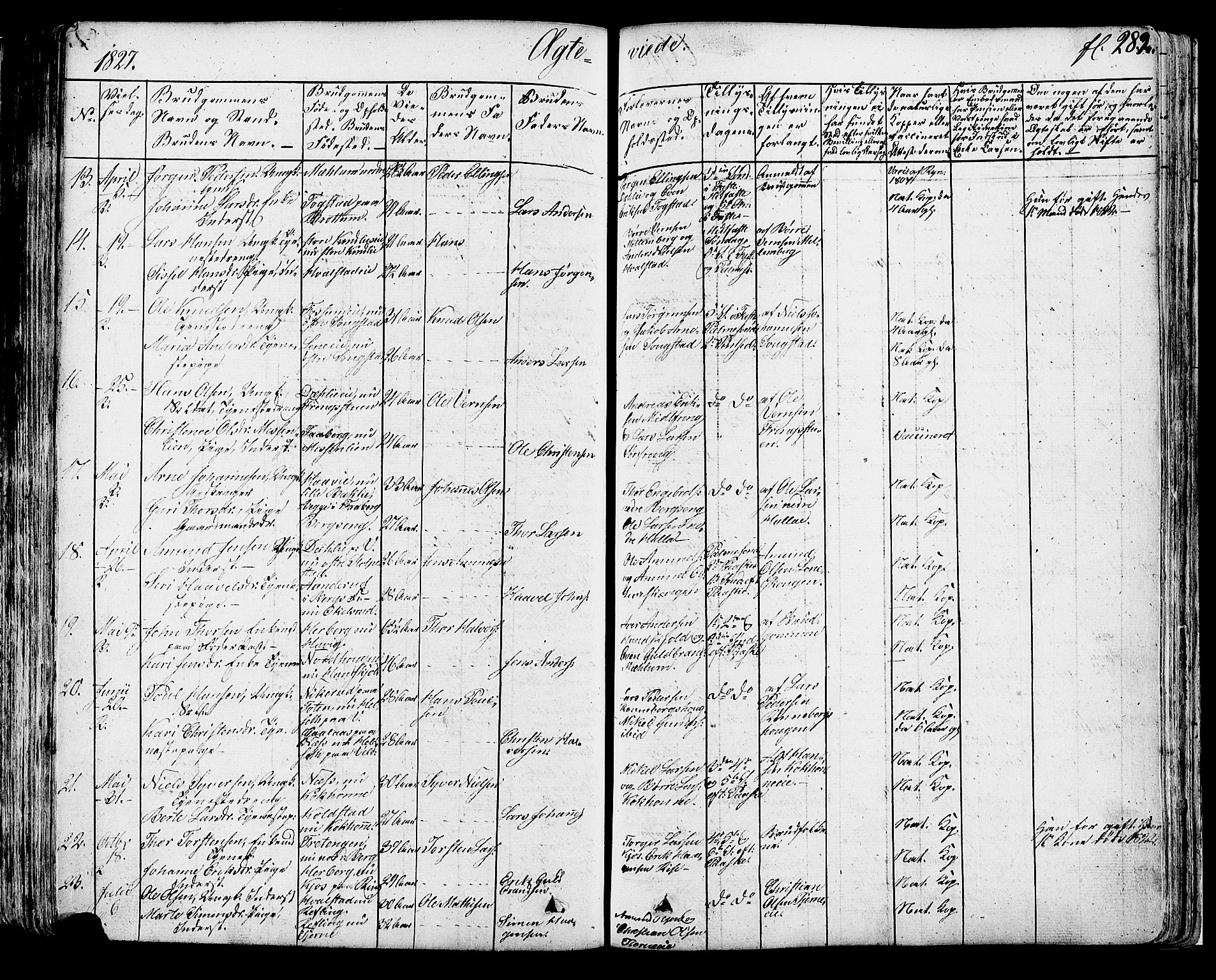 Ringsaker prestekontor, AV/SAH-PREST-014/K/Ka/L0007: Parish register (official) no. 7A, 1826-1837, p. 282