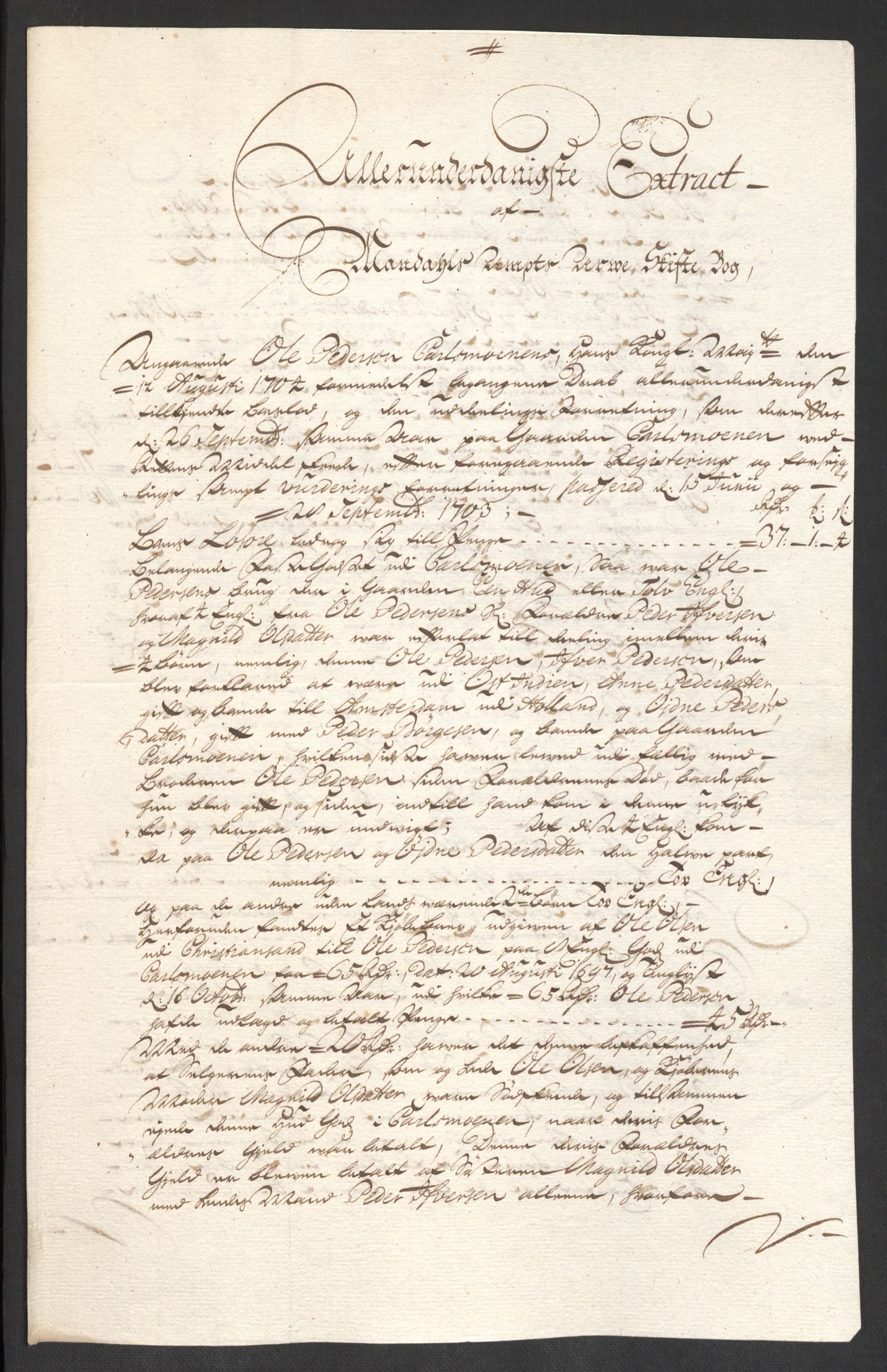 Rentekammeret inntil 1814, Reviderte regnskaper, Fogderegnskap, AV/RA-EA-4092/R43/L2550: Fogderegnskap Lista og Mandal, 1703-1704, p. 303