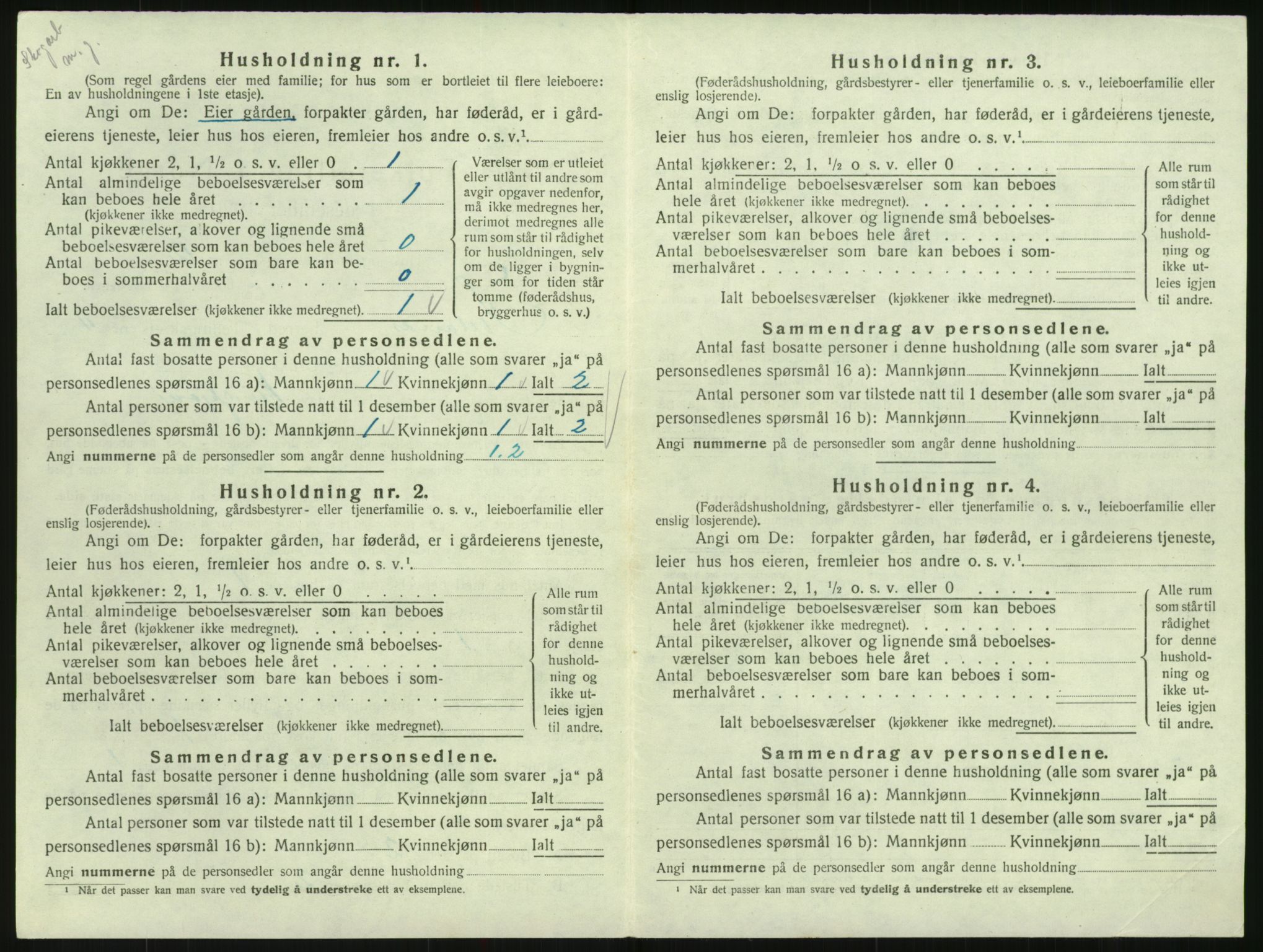 SAK, 1920 census for Iveland, 1920, p. 216
