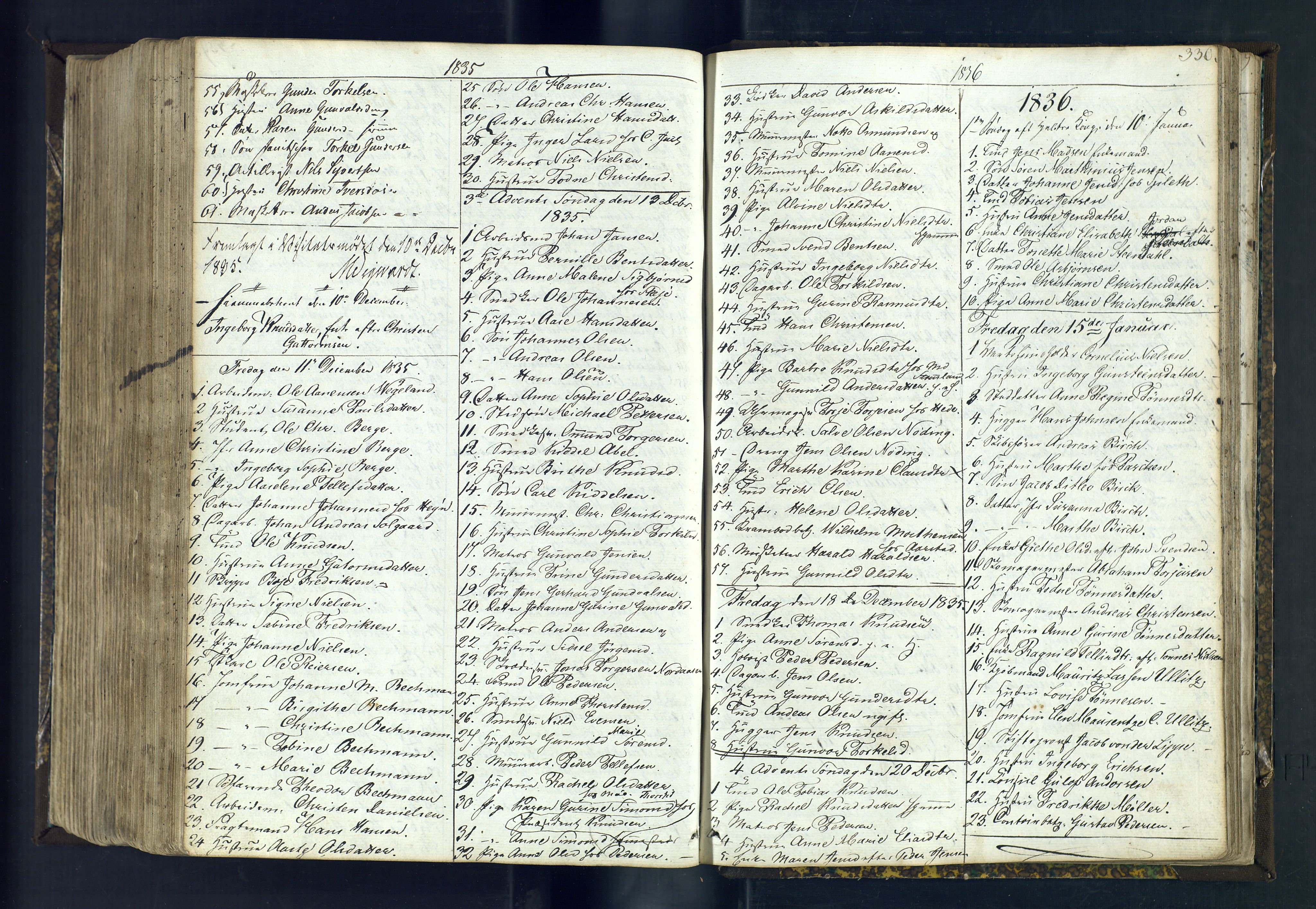 Kristiansand domprosti, AV/SAK-1112-0006/F/Fc/L0002: Communicants register no. C 1, 1826-1837, p. 330