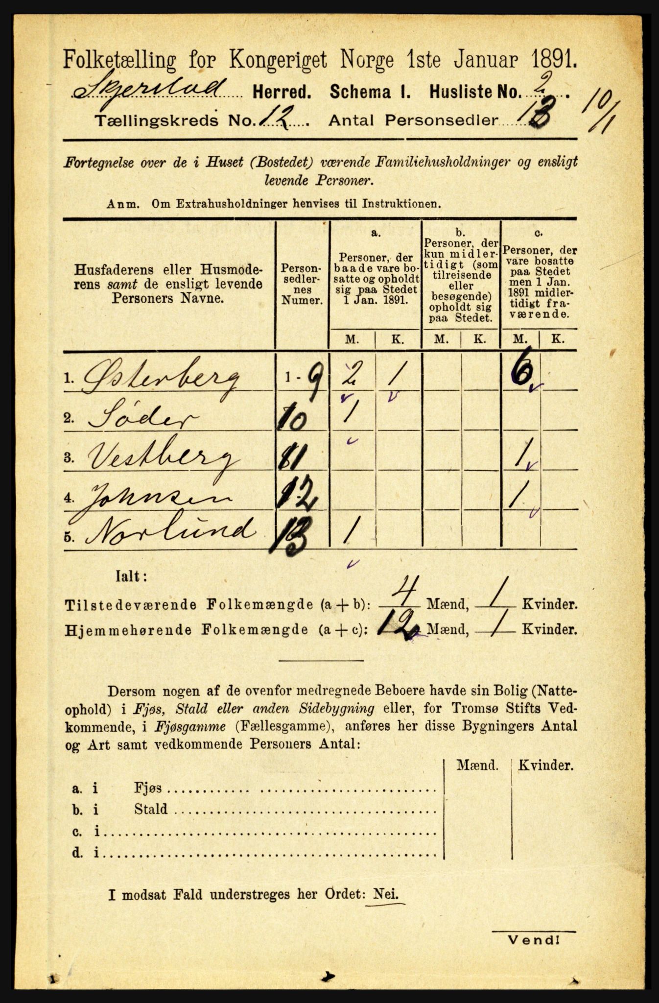 RA, 1891 census for 1842 Skjerstad, 1891, p. 3970