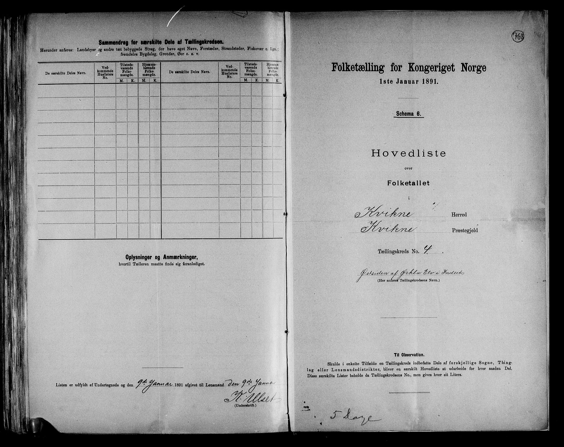 RA, 1891 census for 0440 Kvikne, 1891, p. 11