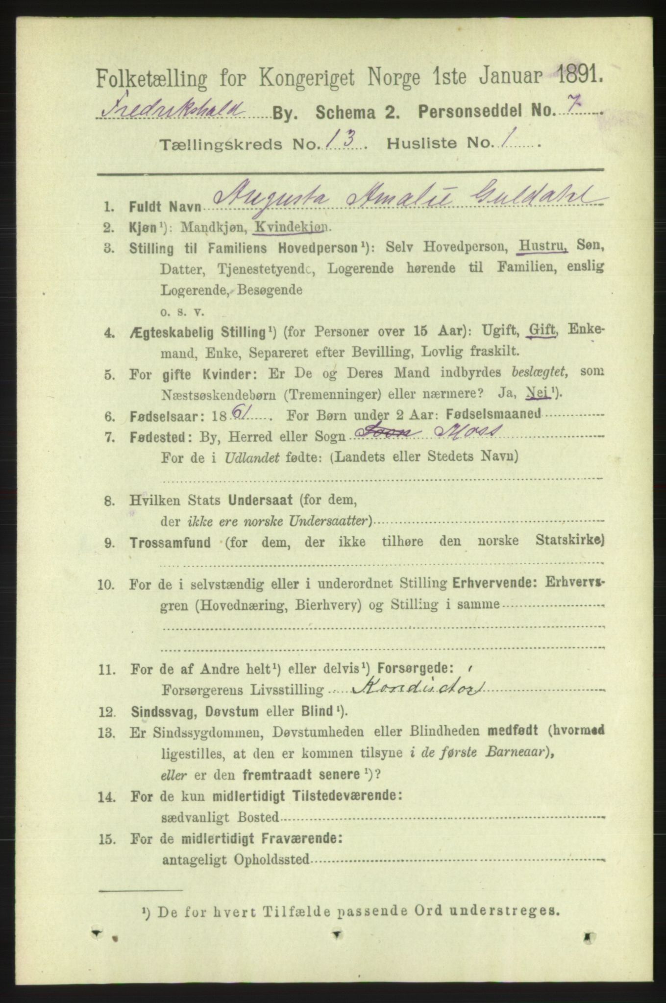 RA, 1891 census for 0101 Fredrikshald, 1891, p. 8792