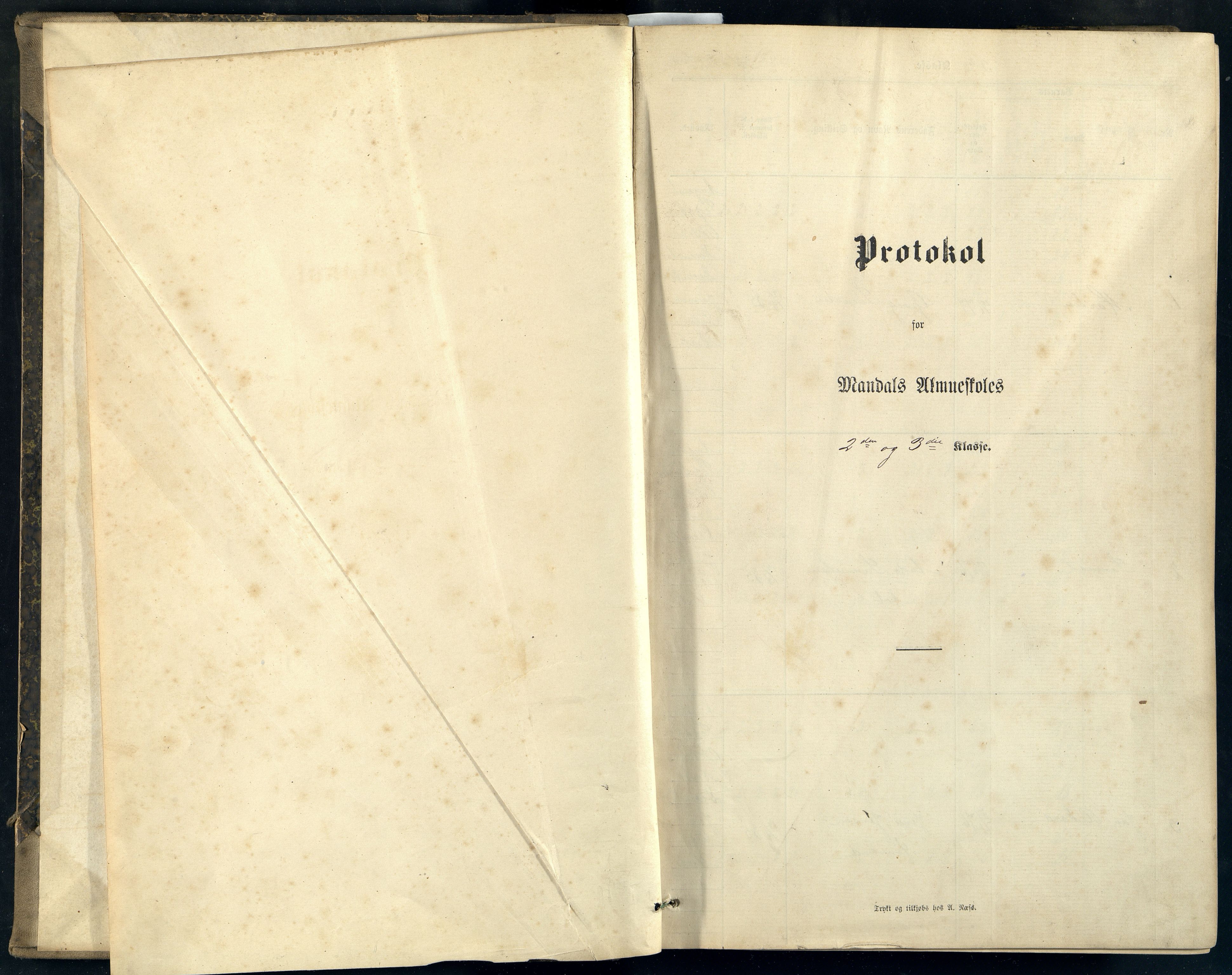 Mandal By - Mandal Allmueskole/Folkeskole/Skole, ARKSOR/1002MG551/H/L0021: Skoleprotokoll, 1885-1898