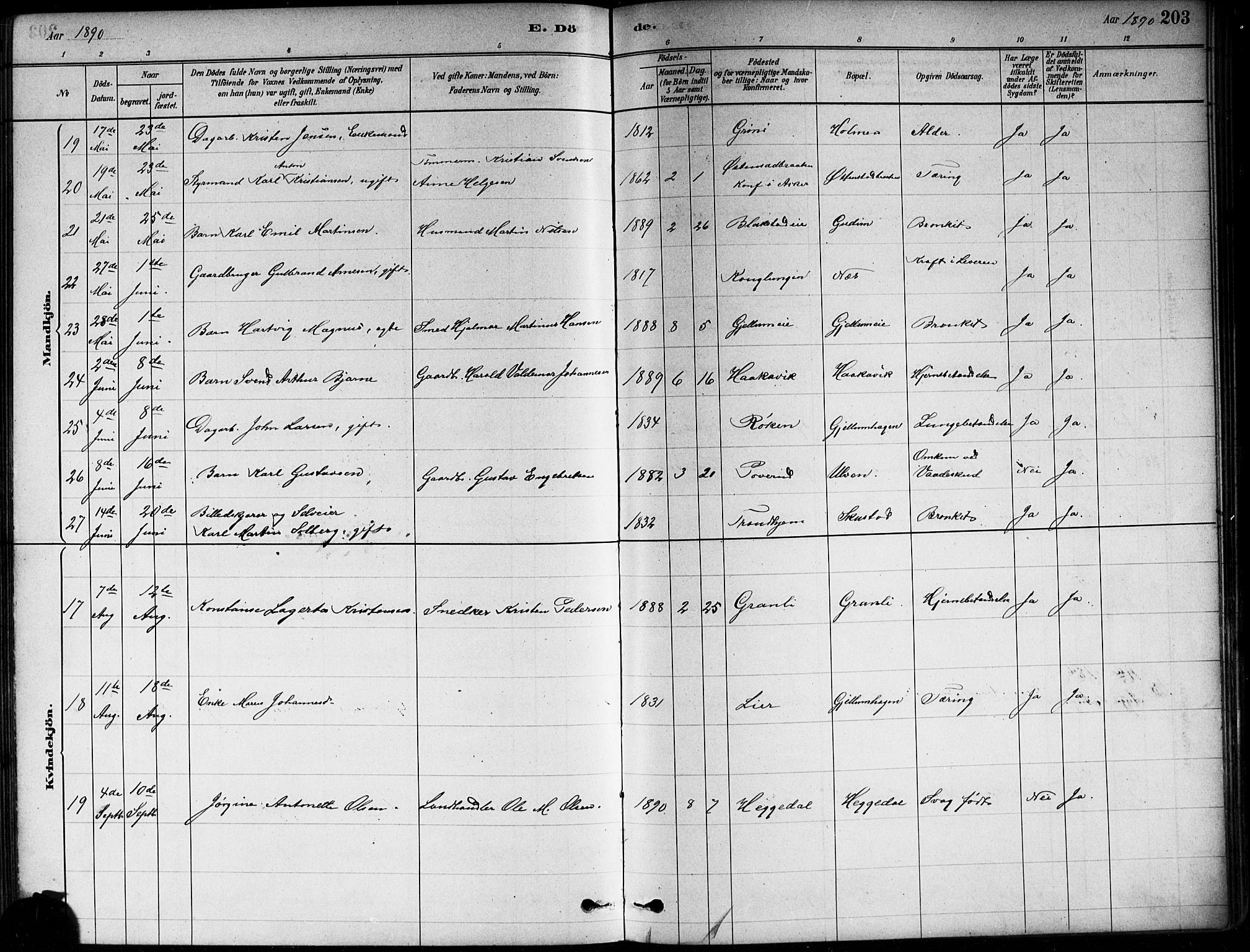 Asker prestekontor Kirkebøker, AV/SAO-A-10256a/F/Fa/L0013: Parish register (official) no. I 13, 1879-1896, p. 203