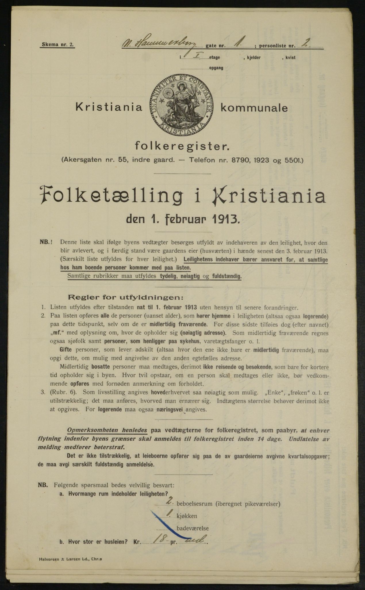 OBA, Municipal Census 1913 for Kristiania, 1913, p. 69145